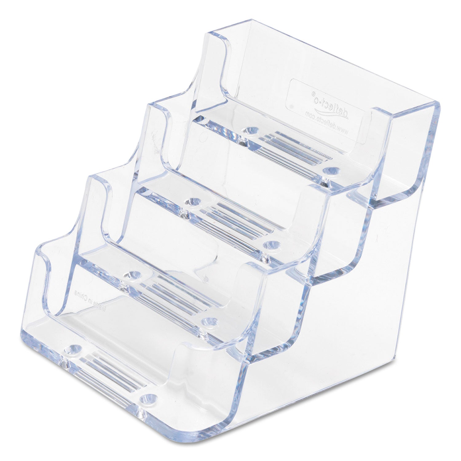 deflecto® 4-Pocket Business Card Holder, Holds 200 Cards, 3.94 x 3.5 x 3.75, Plastic, Clear