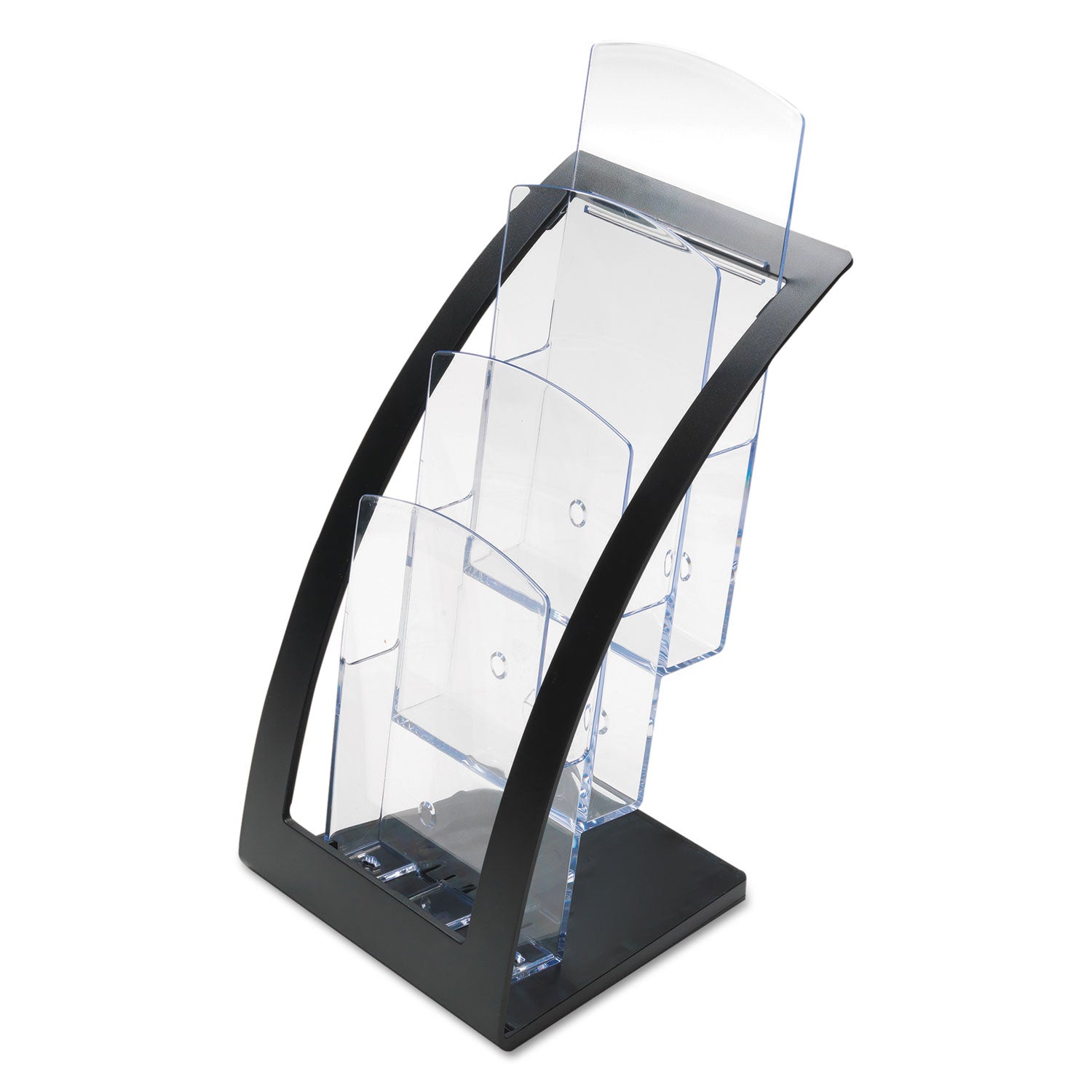 deflecto® 3-Tier Literature Holder, Leaflet Size, 6.75w x 6.94d x 13.31h, Black