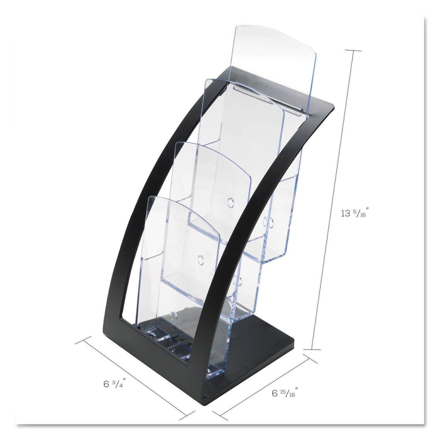 deflecto® 3-Tier Literature Holder, Leaflet Size, 6.75w x 6.94d x 13.31h, Black