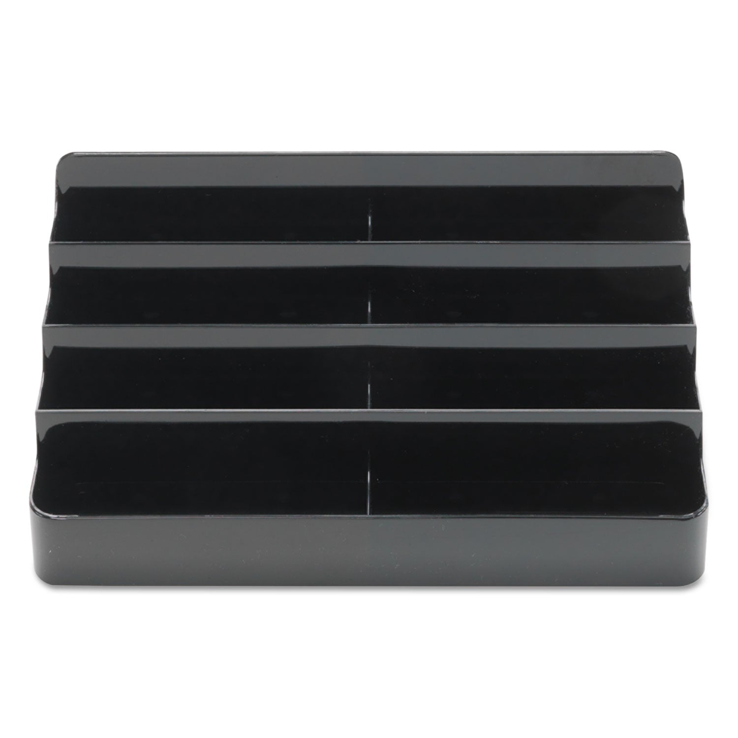 deflecto® 8-Tier Recycled Business Card Holder, Holds 400 Cards, 7.88 x 3.88 x 3.38, Plastic, Black