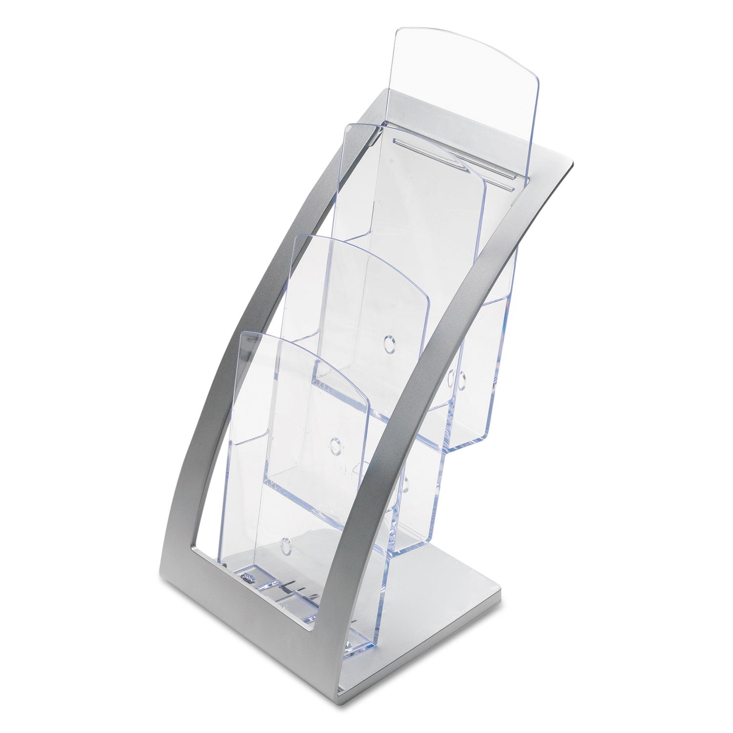 deflecto® 3-Tier Literature Holder, Leaflet Size, 6.75w x 6.94d x 13.31h, Silver