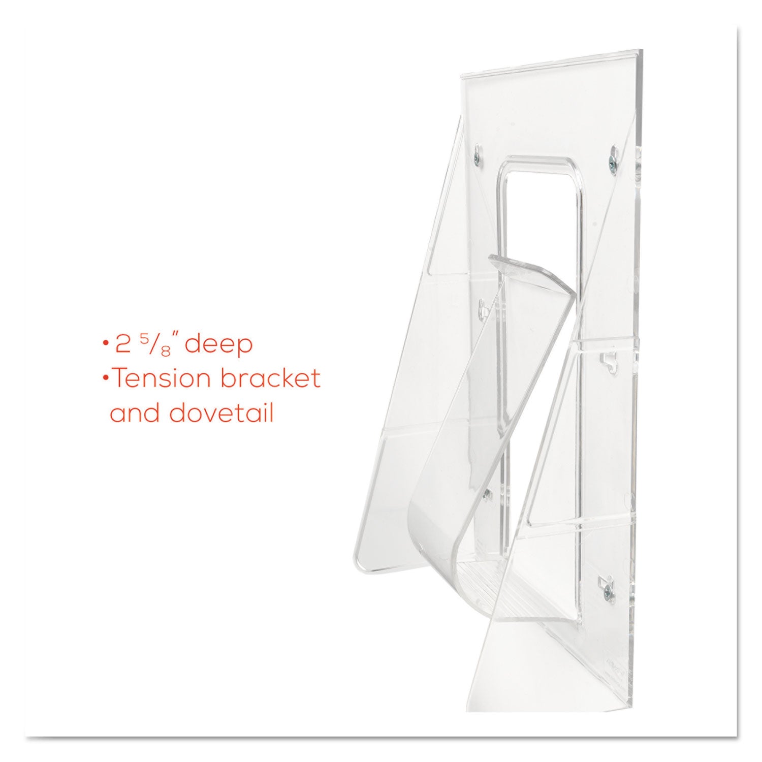 deflecto® Stand-Tall Wall-Mount Literature Rack, Magazine, 9.13w x 3.25d x 11.88h, Clear