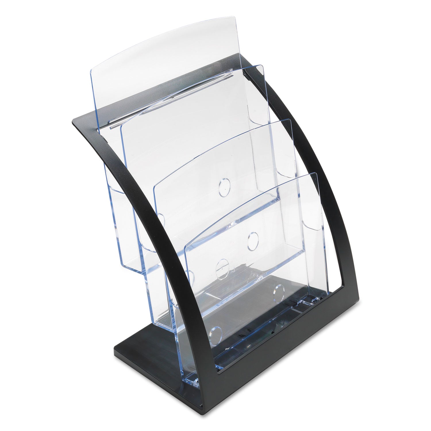 deflecto® 3-Tier Literature Holder, Leaflet Size, 11.25w x 6.94d x 13.31h, Black