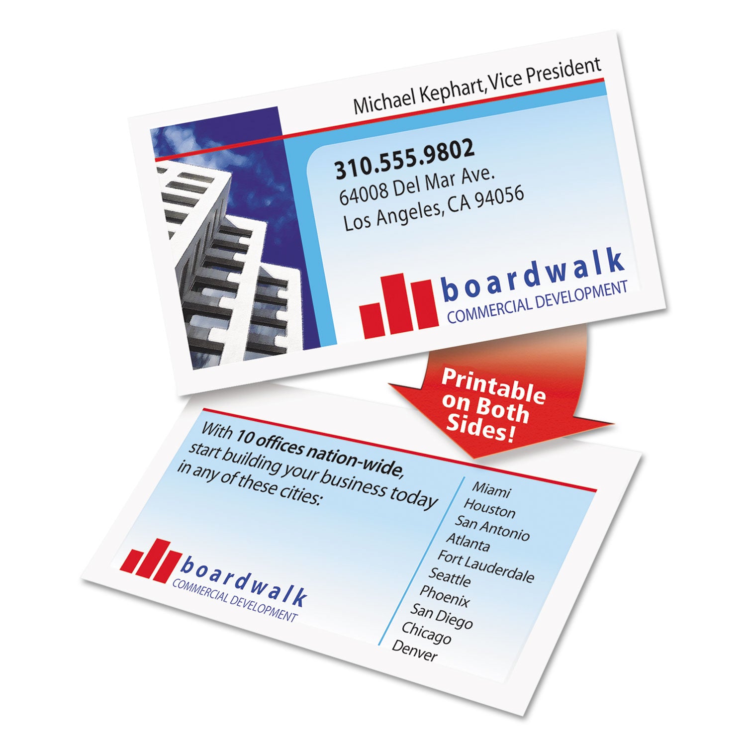 Avery® Clean Edge Business Cards, Laser, 2 x 3.5, White, 400 Cards, 10 Cards/Sheet, 40 Sheets/Box