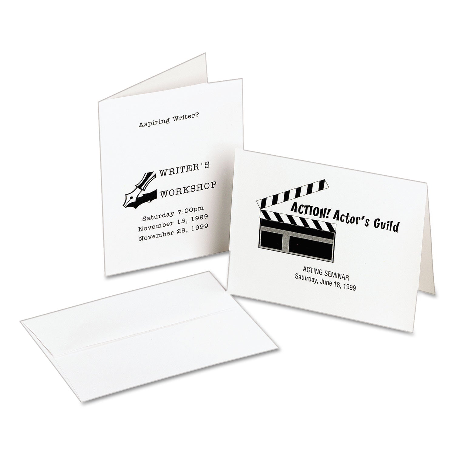 Avery® Note Cards with Matching Envelopes, Laser, 80 lb, 4.25 x 5.5, Uncoated White, 60 Cards, 2 Cards/Sheet, 30 Sheets/Pack