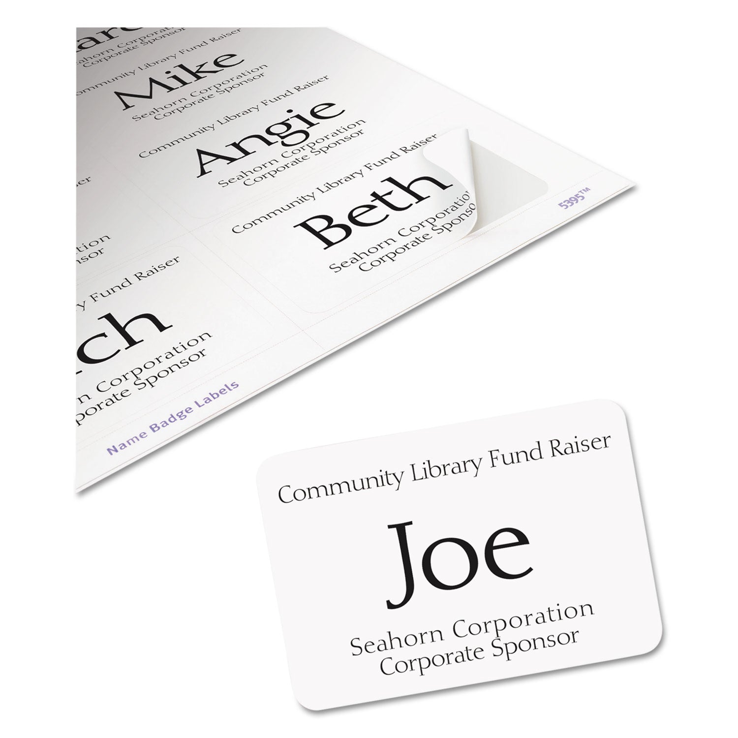 Avery® Flexible Adhesive Name Badge Labels, 3.38 x 2.33, White, 400/Box