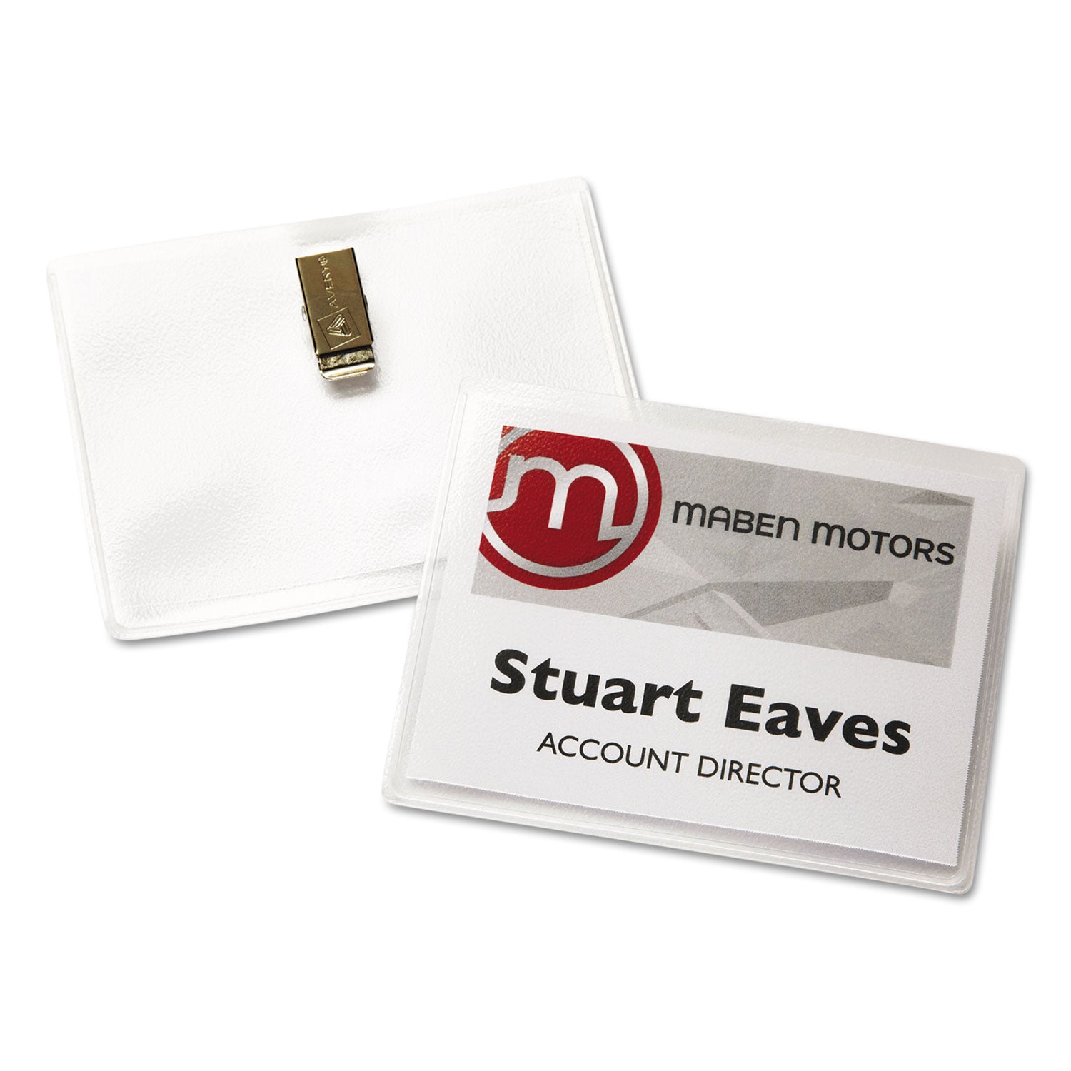 Avery® Clip-Style Name Badge Holder with Laser/Inkjet Insert, Top Load, 4 x 3, White, 40/Box