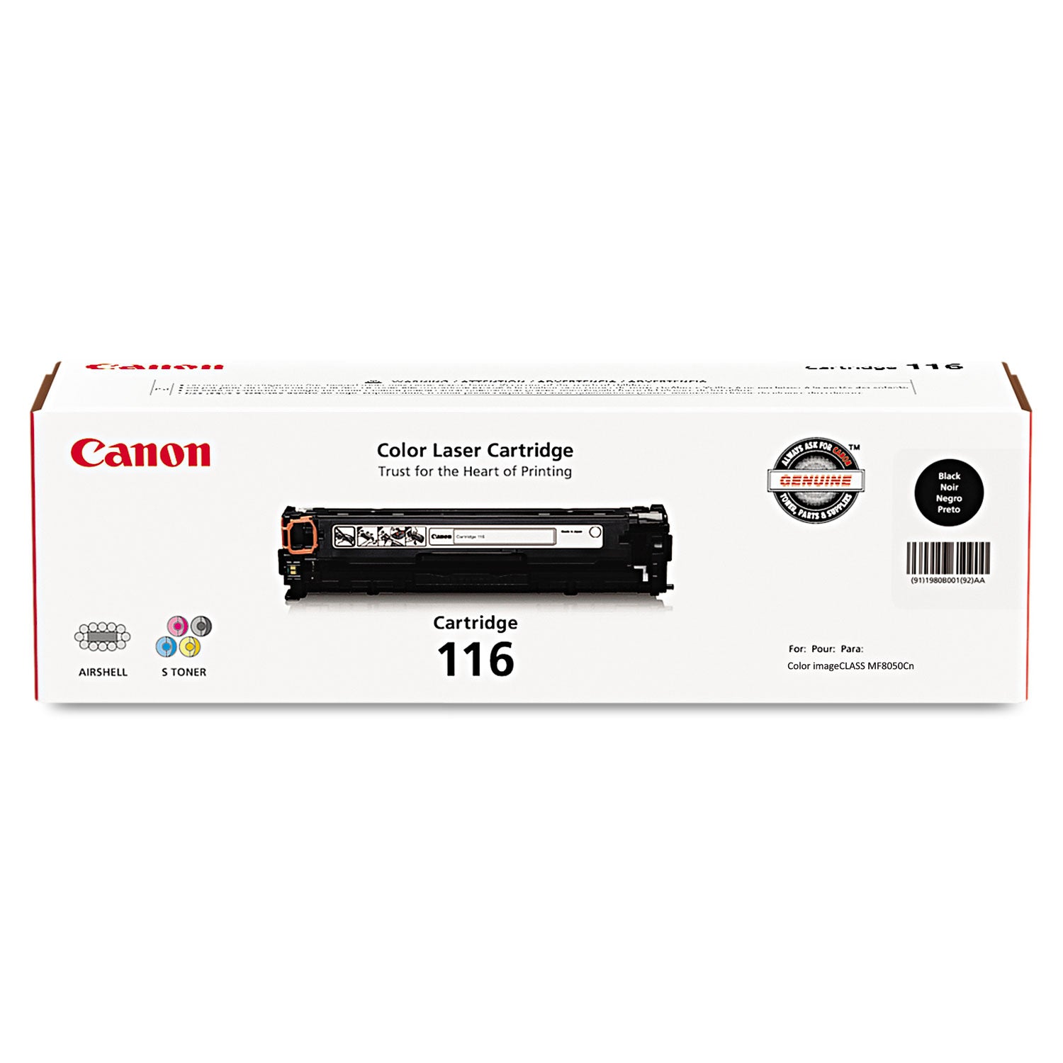 1980B001 (116) Toner, 2,300 Page-Yield, Black