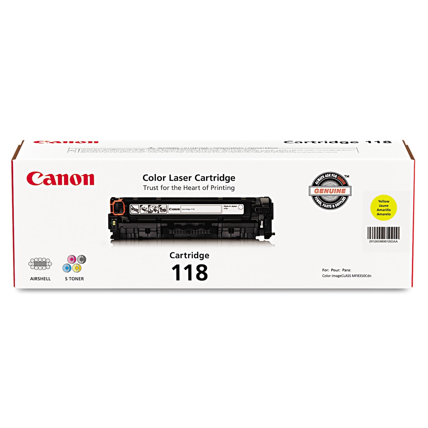 2659B001 (118) Toner, 2,900 Page-Yield, Yellow