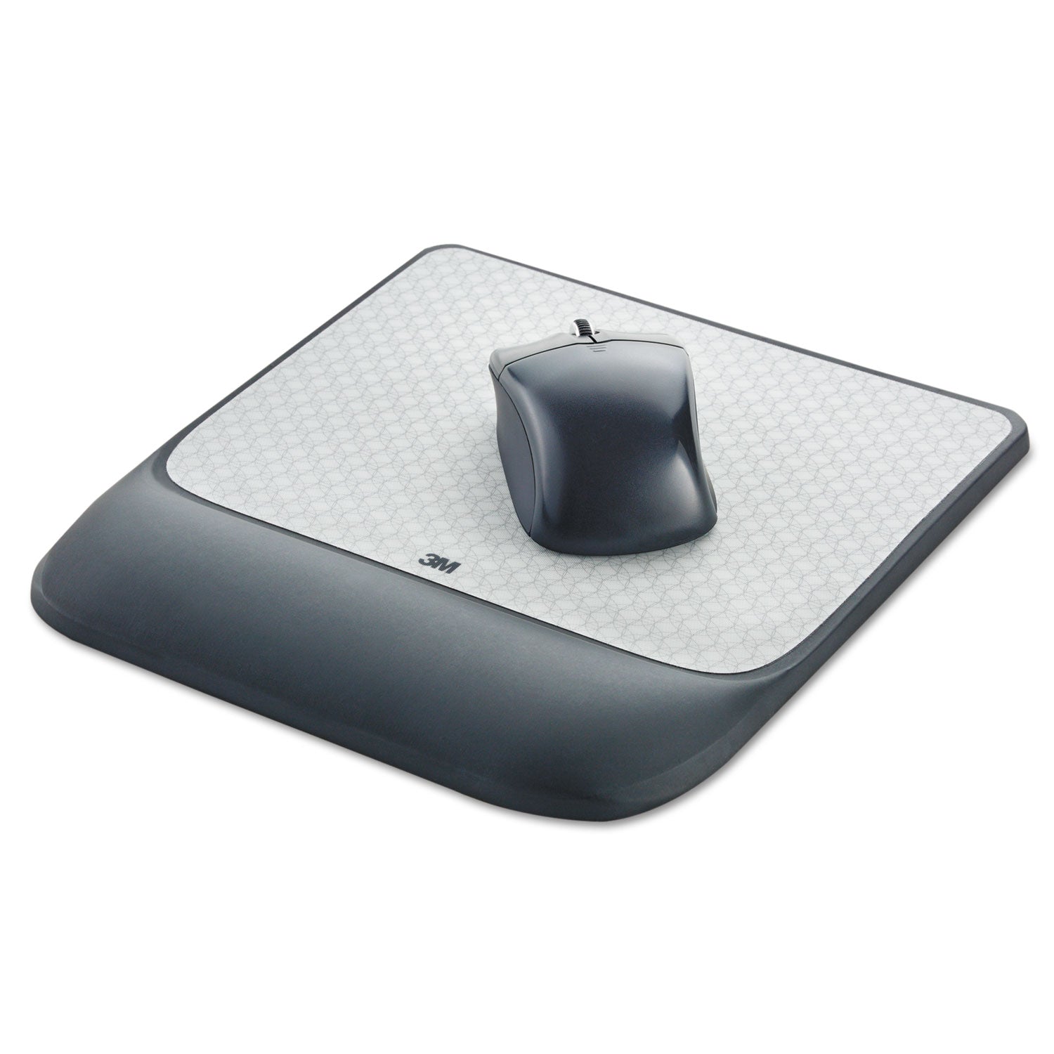 3M™ Mouse Pad with Precise Mousing Surface and Gel Wrist Rest, 8.5 x 9, Gray/Black