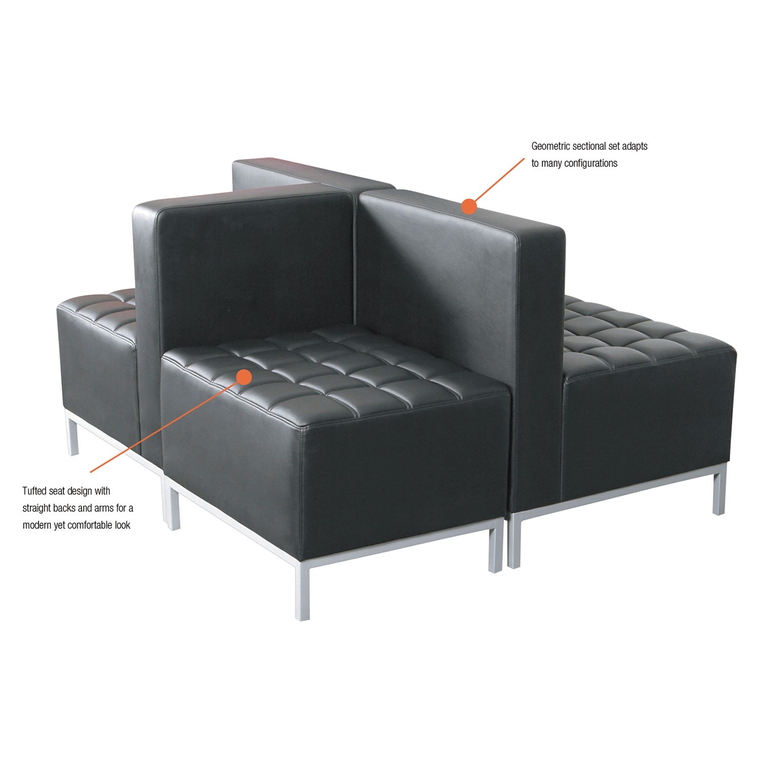 Alera® Alera QUB Series Ottoman, 26.38w x 21.5d x 17.5h, Black