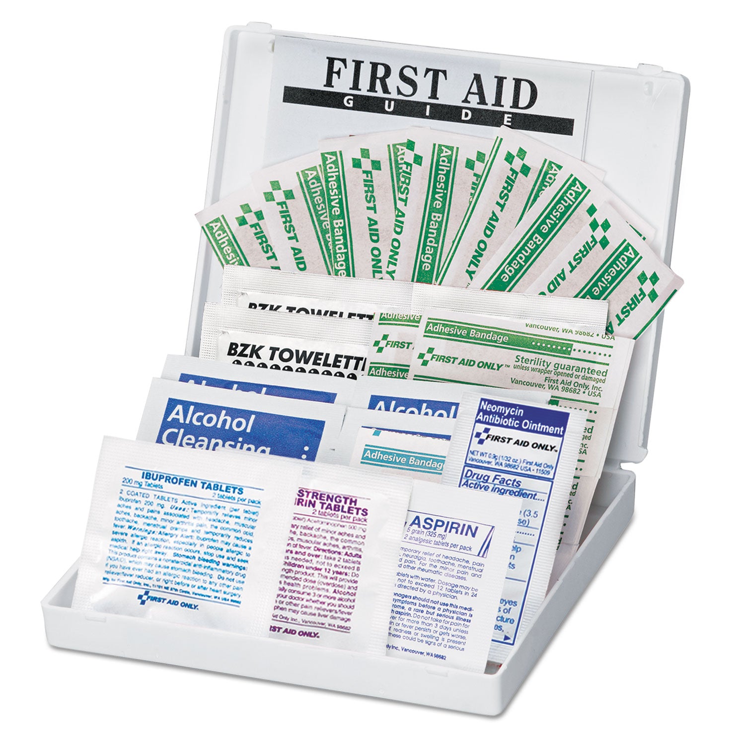 First Aid Only™ All-Purpose First Aid Kit, 34 Pieces, 3.74 x 4.75, 34 Pieces, Plastic Case