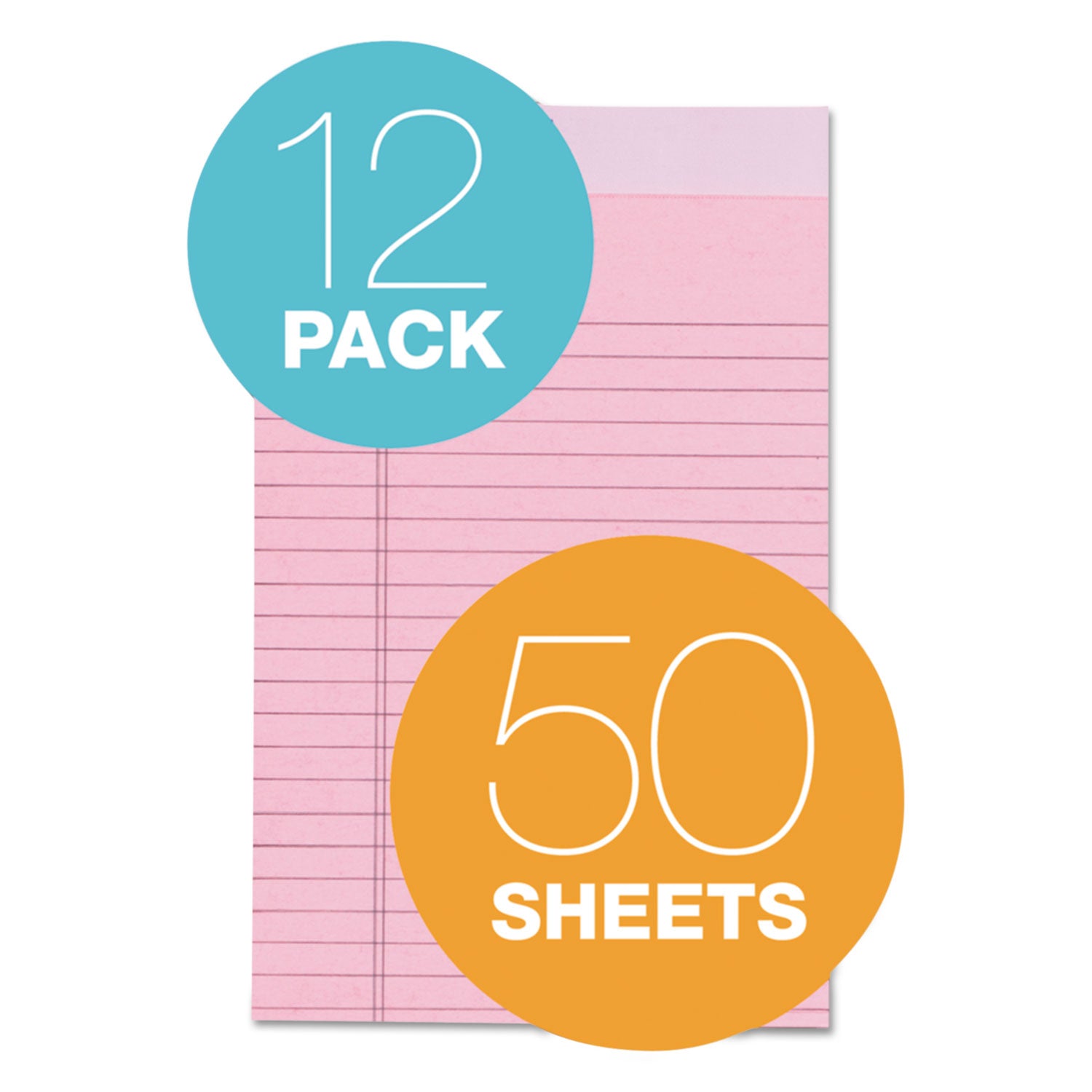 TOPS™ Prism + Colored Writing Pads, Narrow Rule, 50 Pastel Pink 5 X 8 Sheets, 12/pack