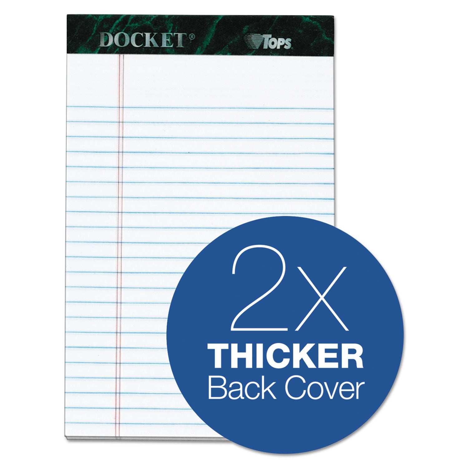 TOPS™ Docket Ruled Perforated Pads, Narrow Rule, 50 White 5 x 8 Sheets, 6/Pack