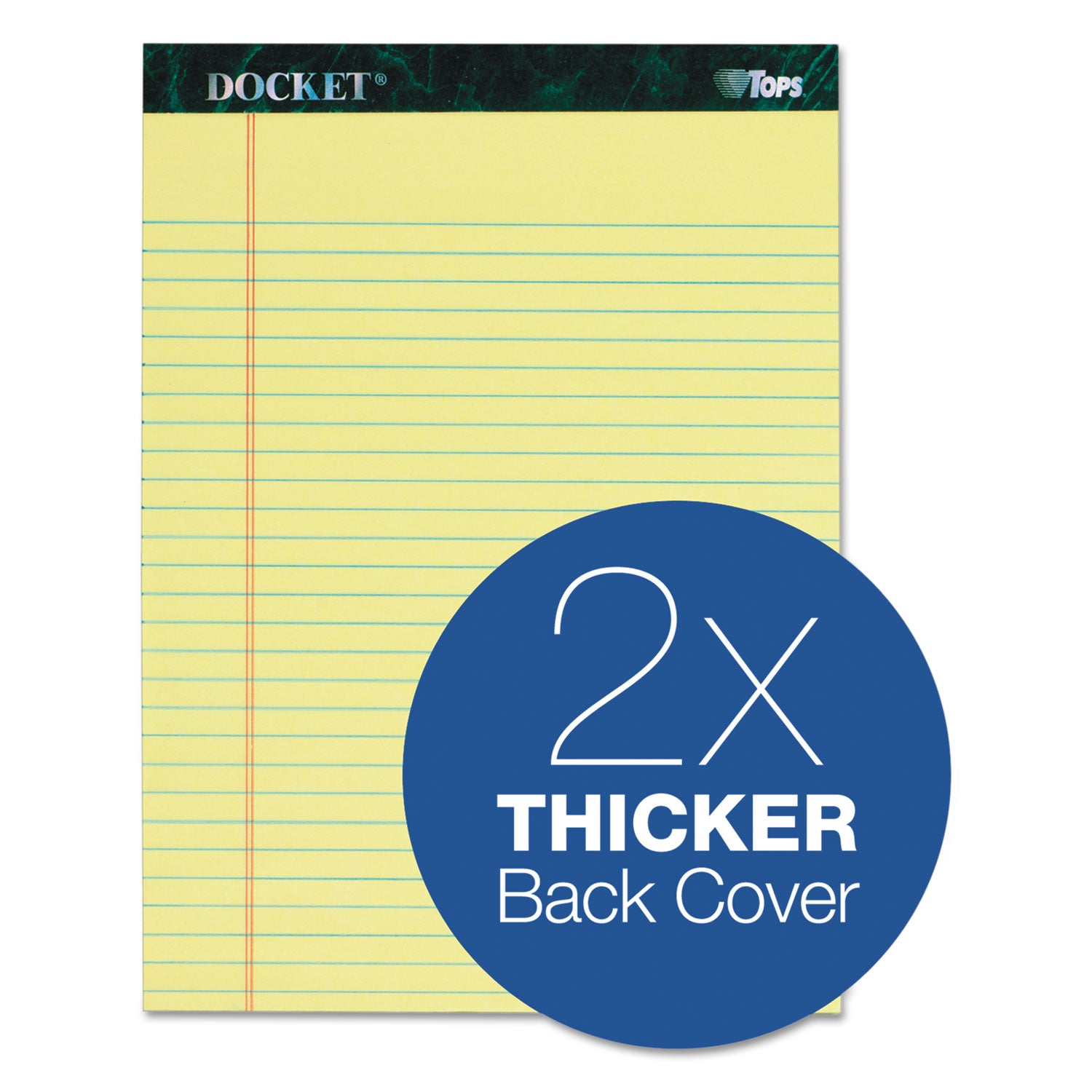 TOPS™ Docket Ruled Perforated Pads, Wide/Legal Rule, 50 Canary-Yellow 8.5 x 11.75 Sheets, 6/Pack