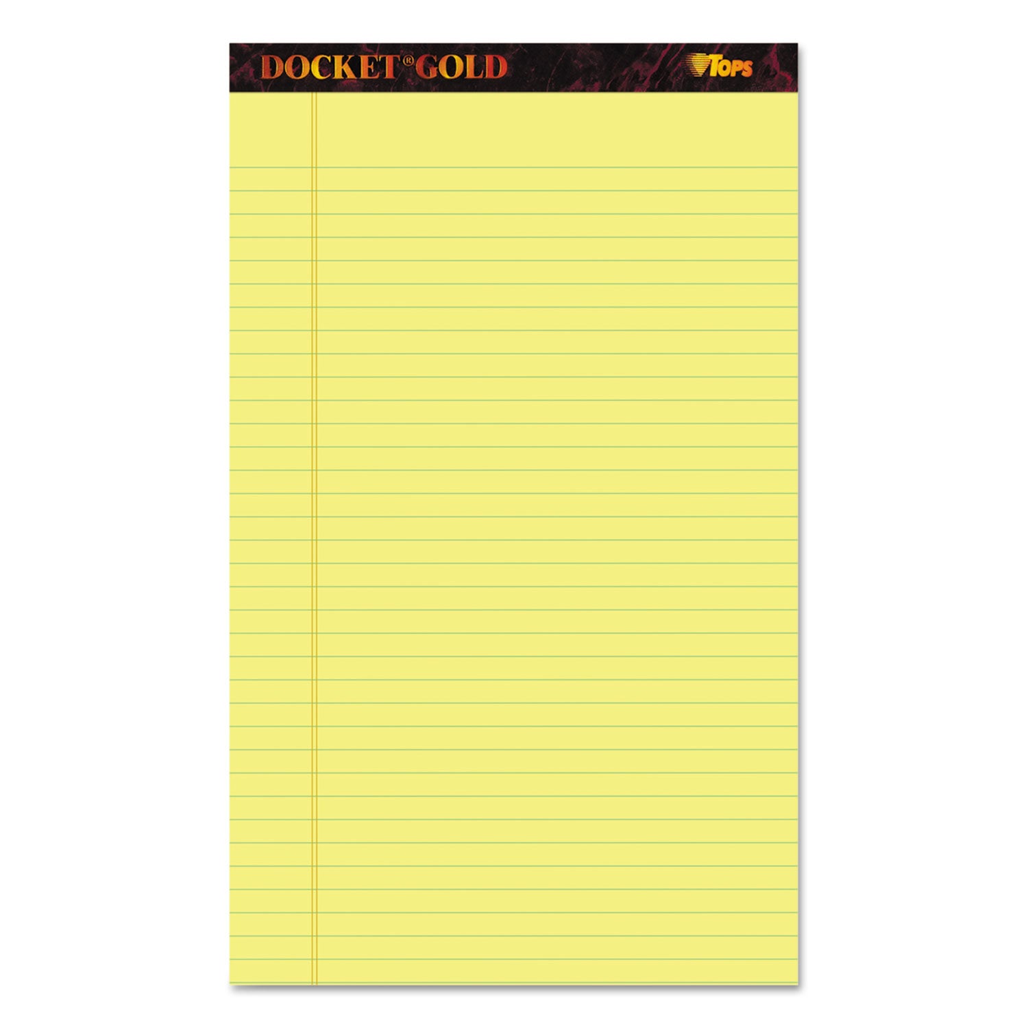 Docket Gold Ruled Perforated Pads, Wide/Legal Rule, 50 Canary-Yellow 8.5 x 14 Sheets, 12/Pack