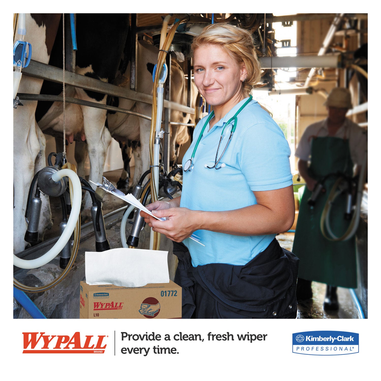 WypAll® L10 SANI-PREP Dairy Towels, POP-UP Box, 1-Ply, 10.25 x 10.5, White, 110/Pack, 18 Packs/Carton