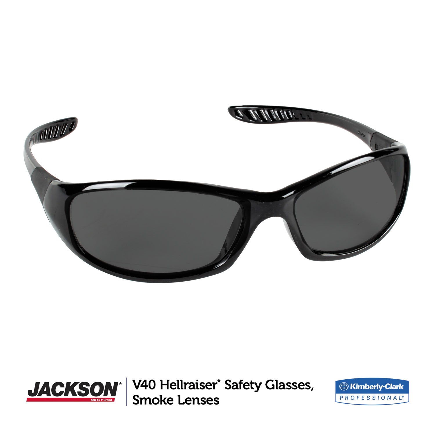 KleenGuard™ V40 HellRaiser Safety Glasses, Black Frame, Smoke Lens