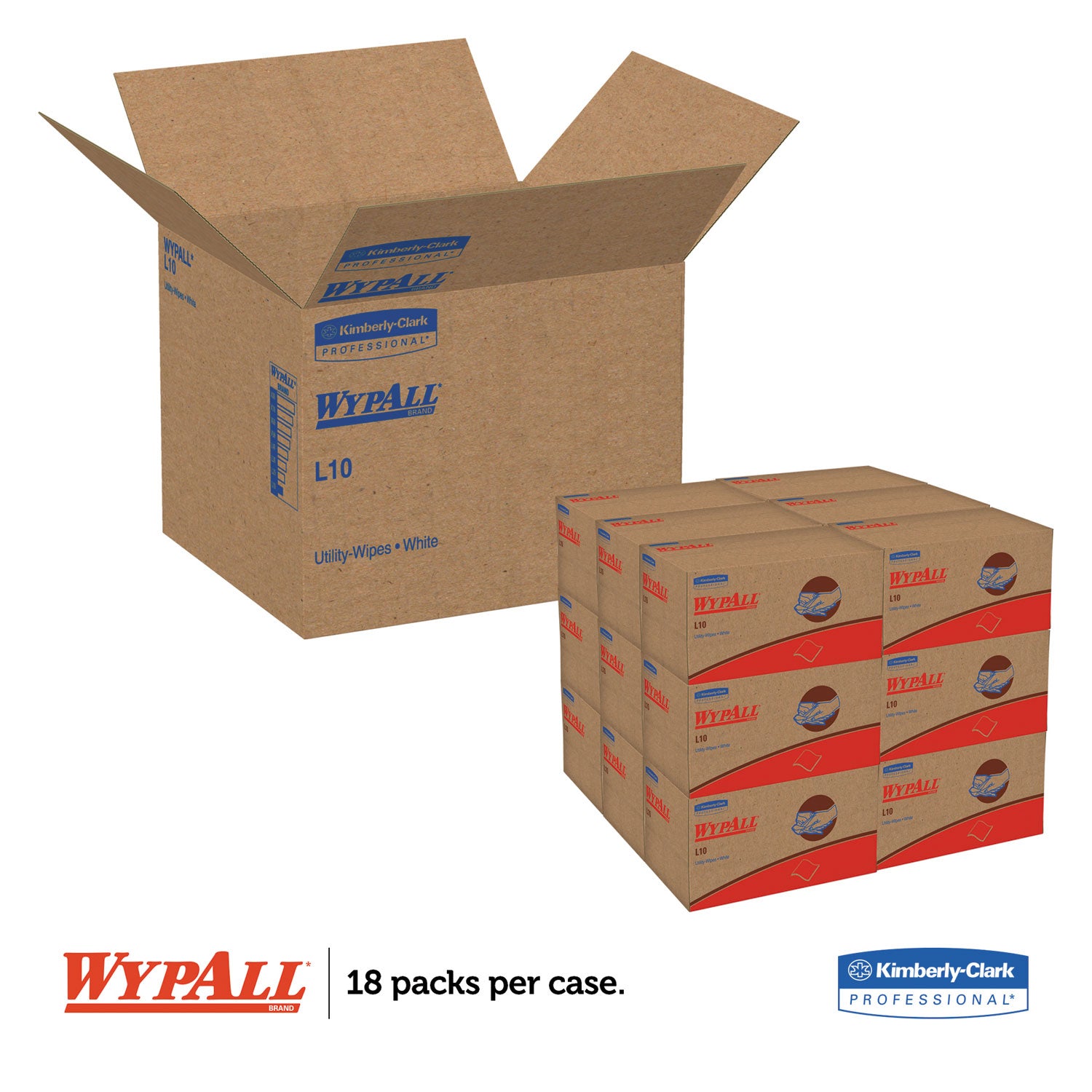 WypAll® L10 SANI-PREP Dairy Towels, POP-UP Box, 1-Ply, 10.25 x 10.5, White, 110/Pack, 18 Packs/Carton