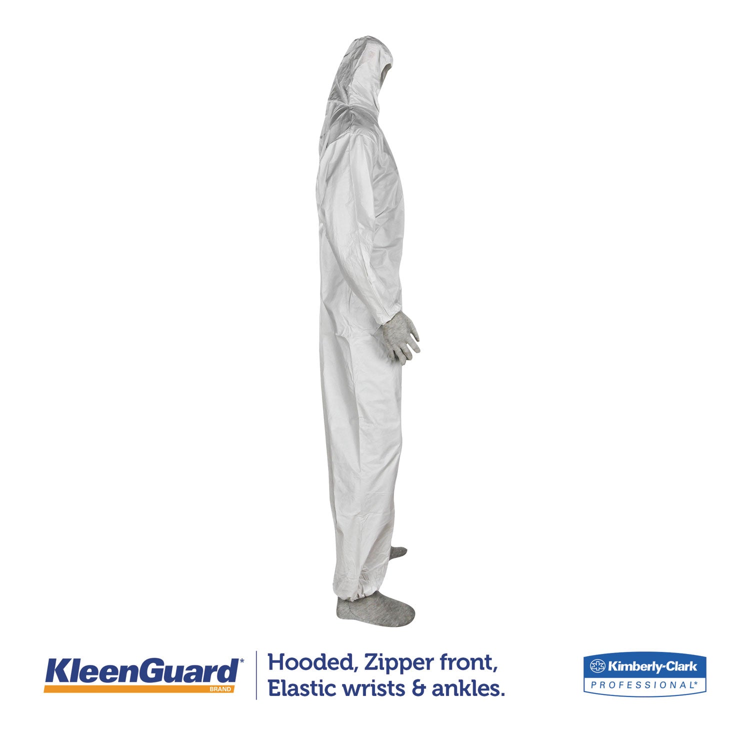 KleenGuard™ A35 Liquid and Particle Protection Coveralls, Zipper Front, Hooded, Elastic Wrists and Ankles, 2X-Large, White, 25/Carton