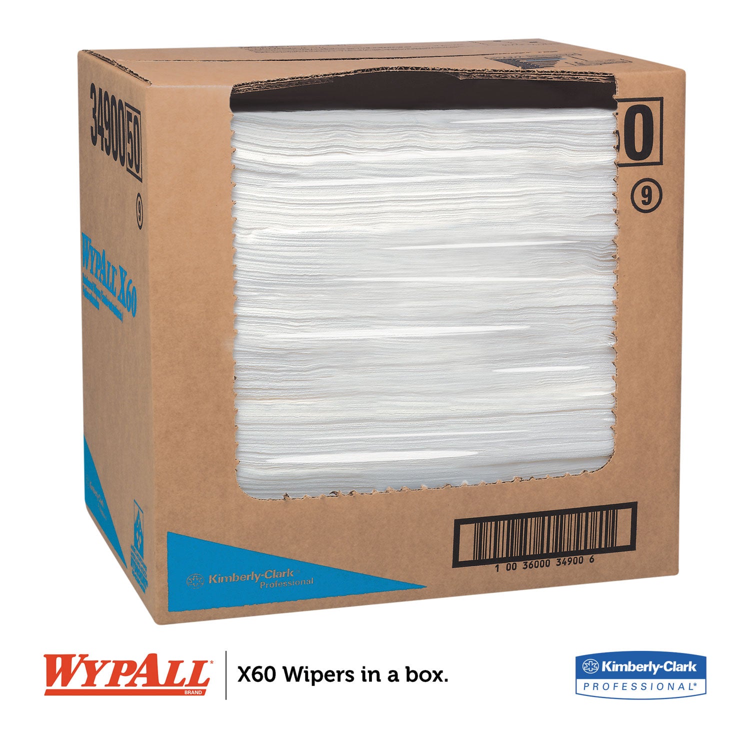 WypAll® General Clean X60 Cloths, Flat Sheet, 12.5 x 16.8, White, 150/Box, 6 Boxes/Carton