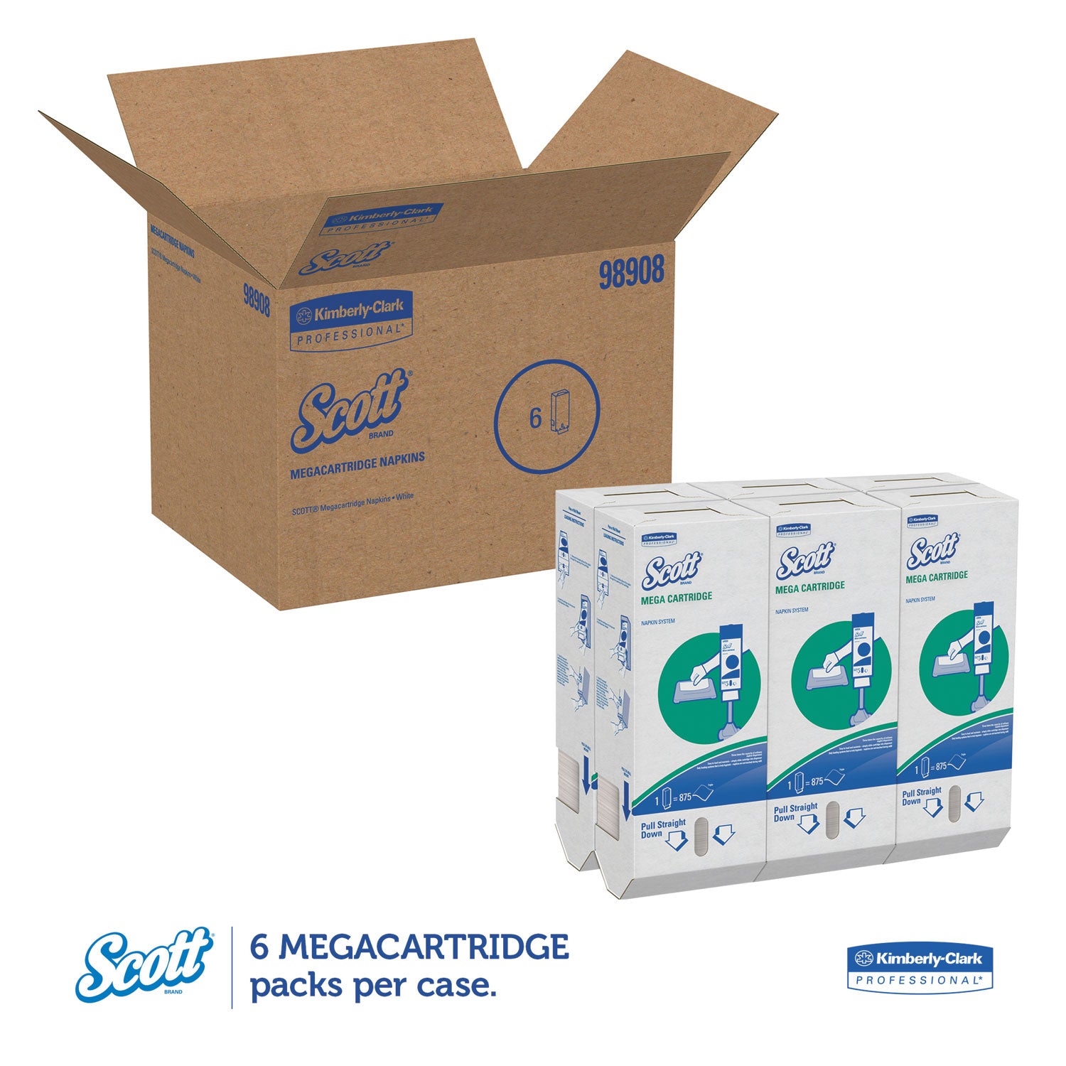 Scott® MegaCartridge Napkins, 1-Ply, 8 2/5 x 6 1/2, White, 875/Pack, 6 Packs/Carton