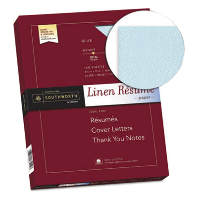 100% Cotton Premium Weight Linen Resume Paper, 32 lb Bond Weight, 8.5 x 11, Blue, 100/Pack Flipcost Flipcost