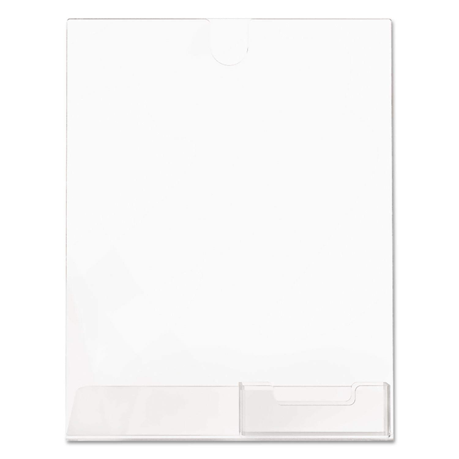 deflecto® Superior Image Slanted Sign Holder with Business Card Holder, 8.5w x 4.5d x 11h, Clear