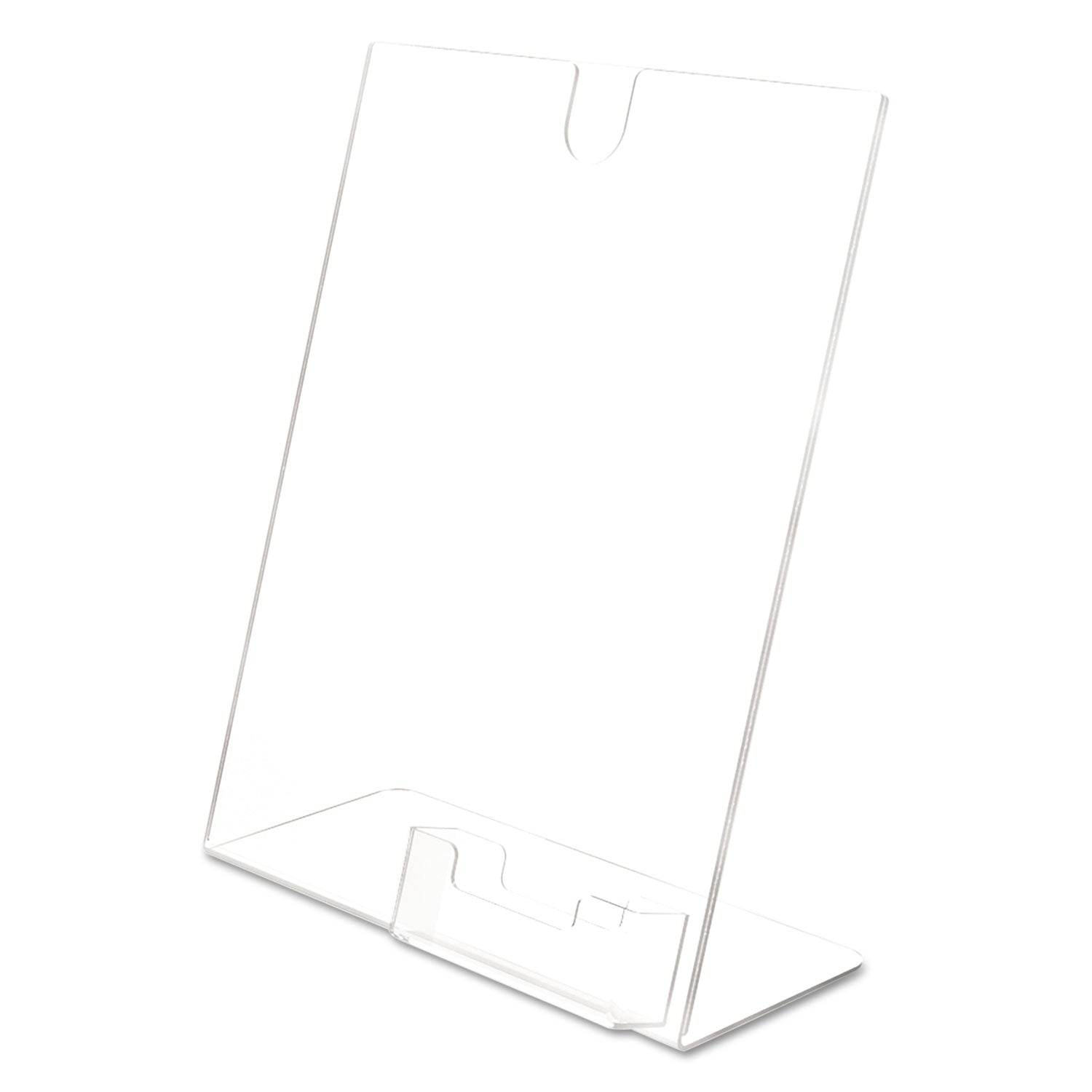 deflecto® Superior Image Slanted Sign Holder with Business Card Holder, 8.5w x 4.5d x 11h, Clear