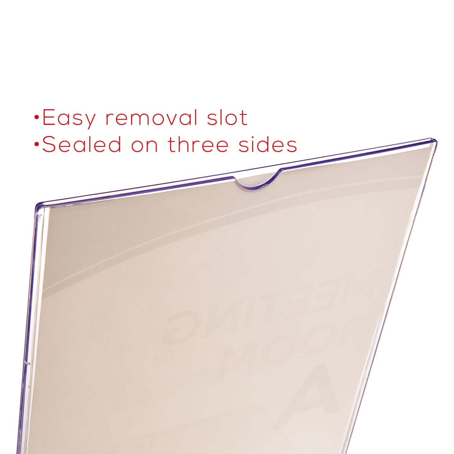 deflecto® Superior Image Slanted Sign Holder with Business Card Holder, 8.5w x 4.5d x 11h, Clear