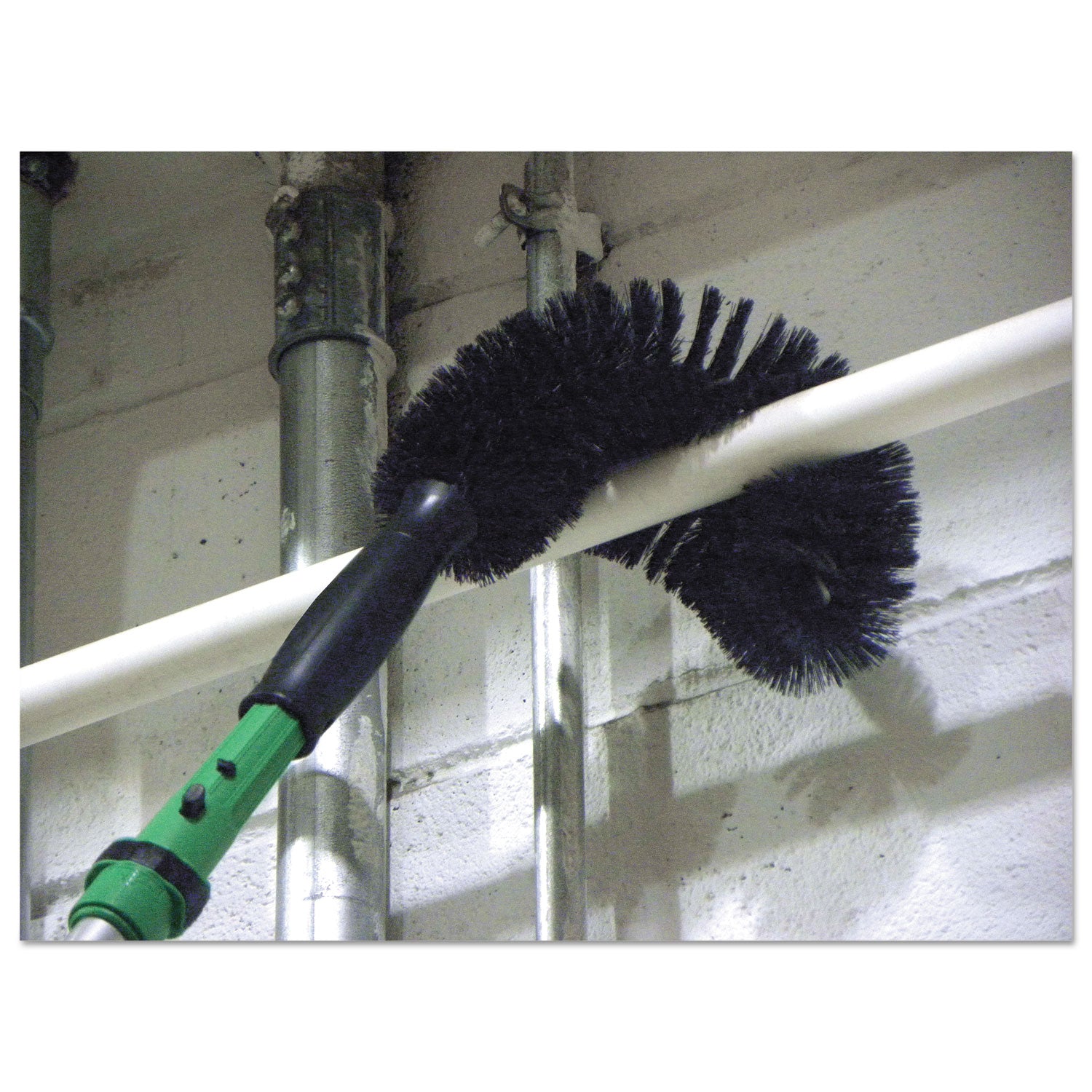 Unger® StarDuster Pipe Brush, Green Polypropylene Bristles, 7.5" Brush, 6" Black Plastic Handle