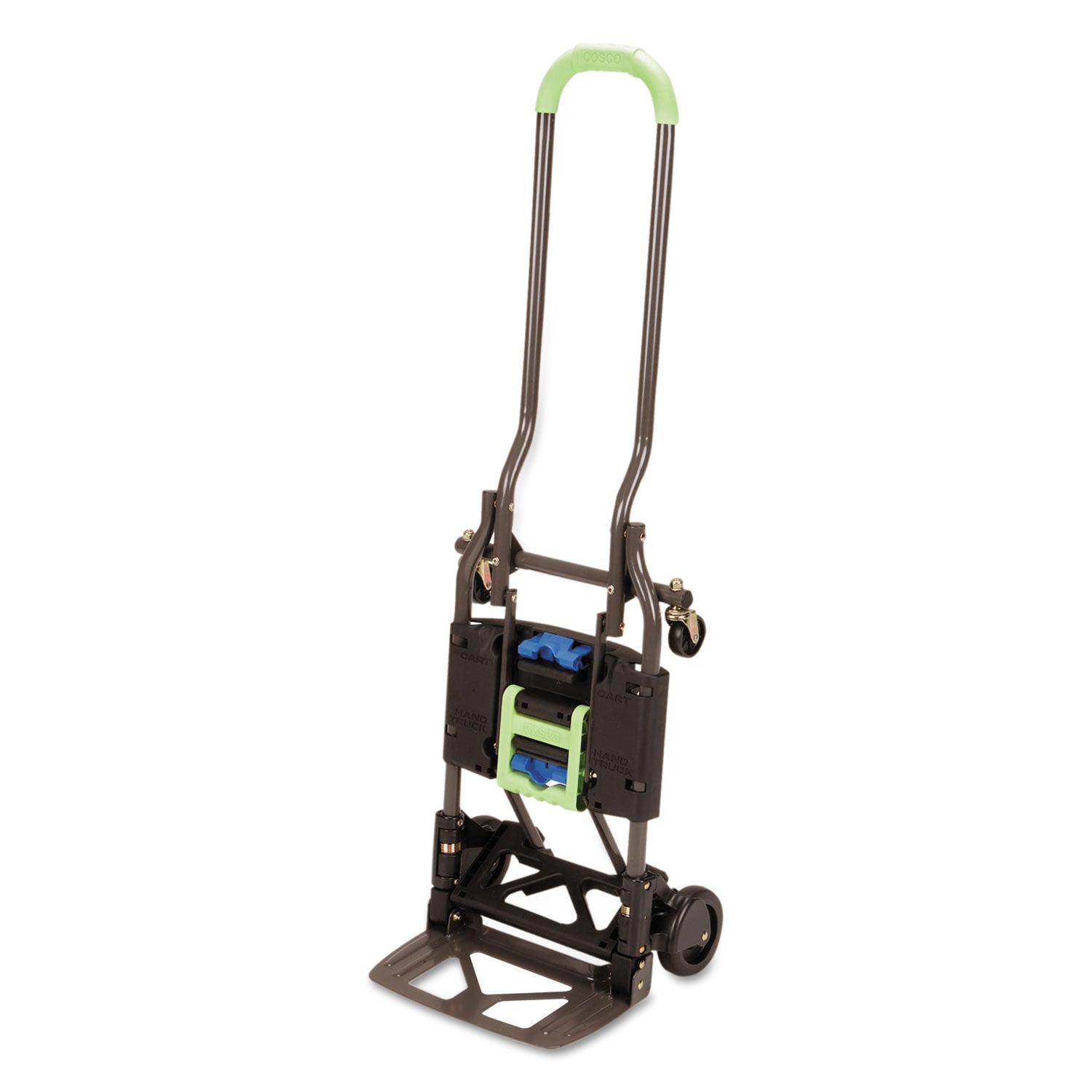 Cosco® 2-in-1 Multi-Position Hand Truck and Cart, 300 lbs, 16.63 x 12.75 x 49.25, Black/Blue/Green