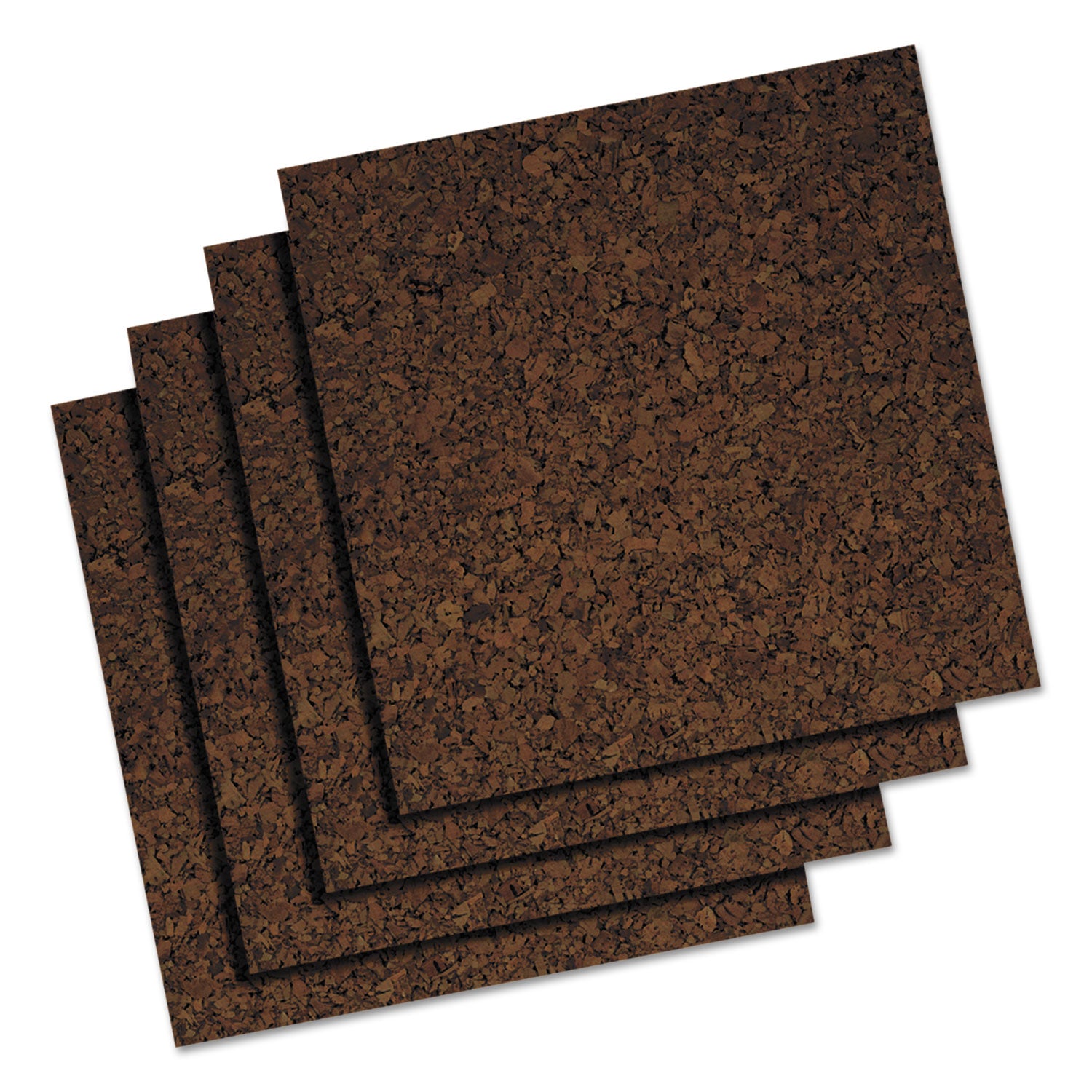 Universal® Cork Tile Panels, 12 x 12, Dark Brown Surface, 4/Pack