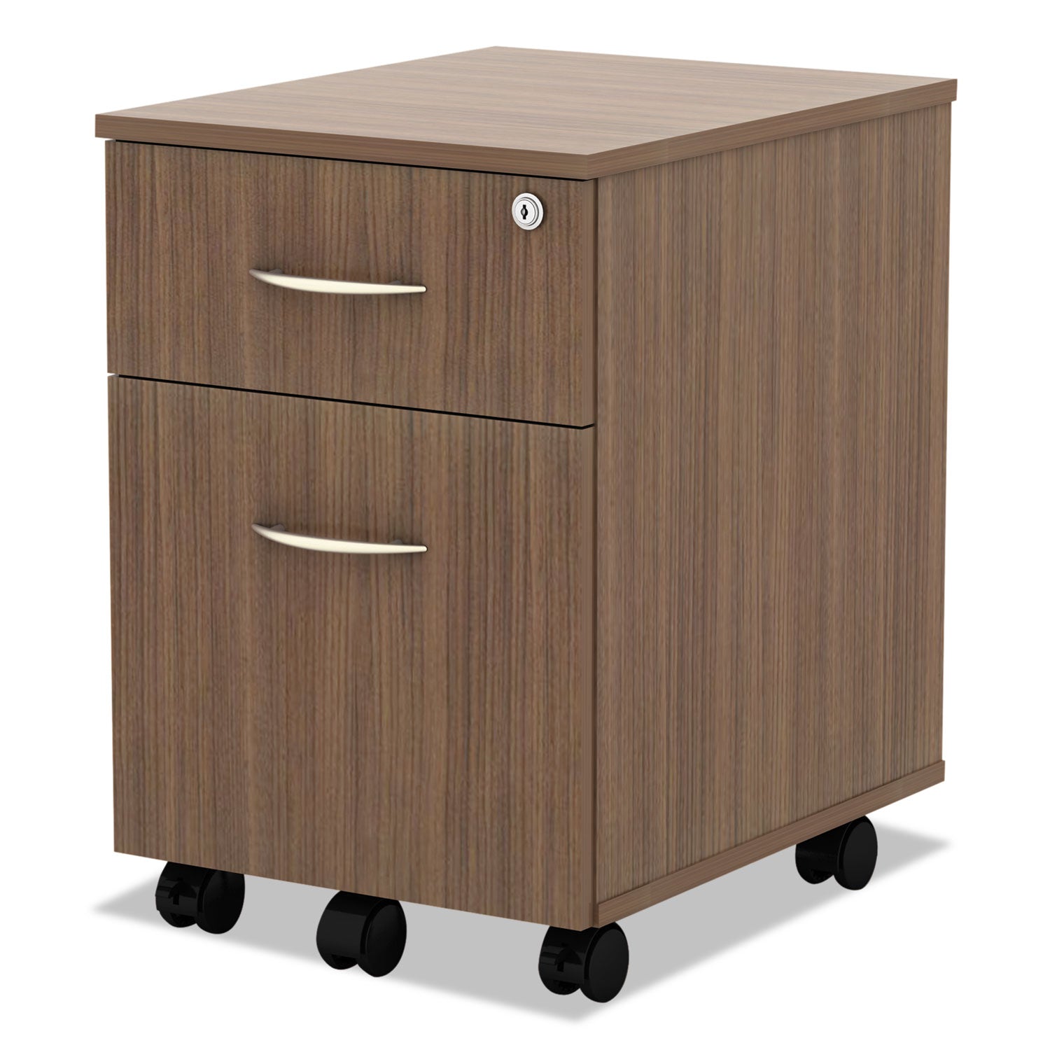 Alera® Alera Valencia Series Mobile Pedestal, Left/Right, 2-Drawers: Box/File, Legal/Letter, Modern Walnut, 15.88" x 19.13" x 22.88"