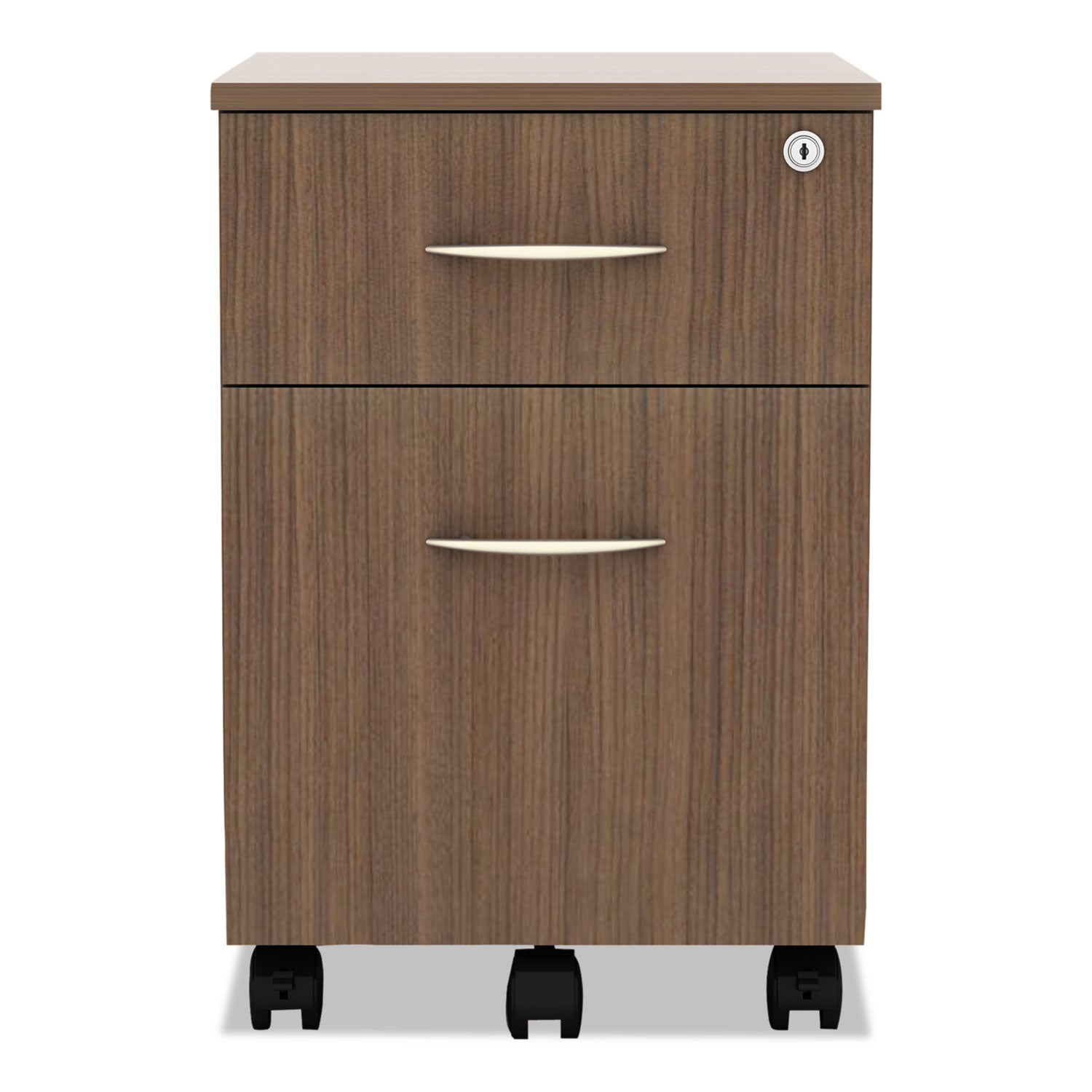 Alera® Alera Valencia Series Mobile Pedestal, Left/Right, 2-Drawers: Box/File, Legal/Letter, Modern Walnut, 15.88" x 19.13" x 22.88"