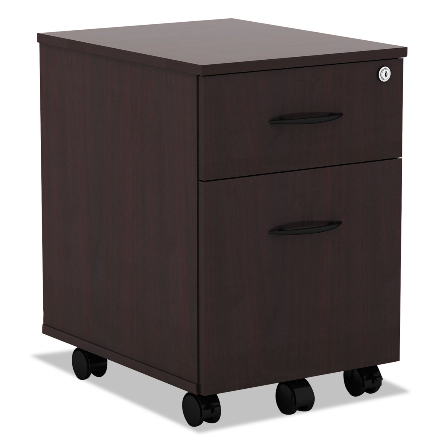 Alera Valencia Series Mobile Pedestal, Left or Right, 2-Drawers: Box/File, Legal/Letter, Mahogany, 15.88" x 19.13" x 22.88"