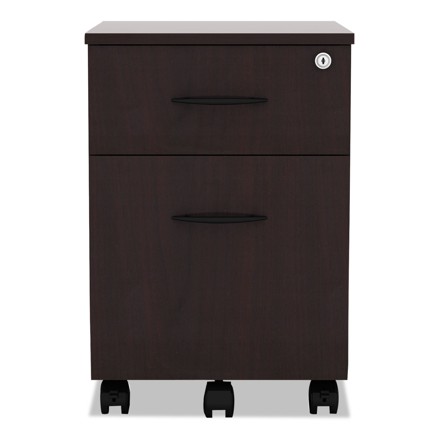 Alera® Alera Valencia Series Mobile Pedestal, Left or Right, 2-Drawers: Box/File, Legal/Letter, Mahogany, 15.88" x 19.13" x 22.88"