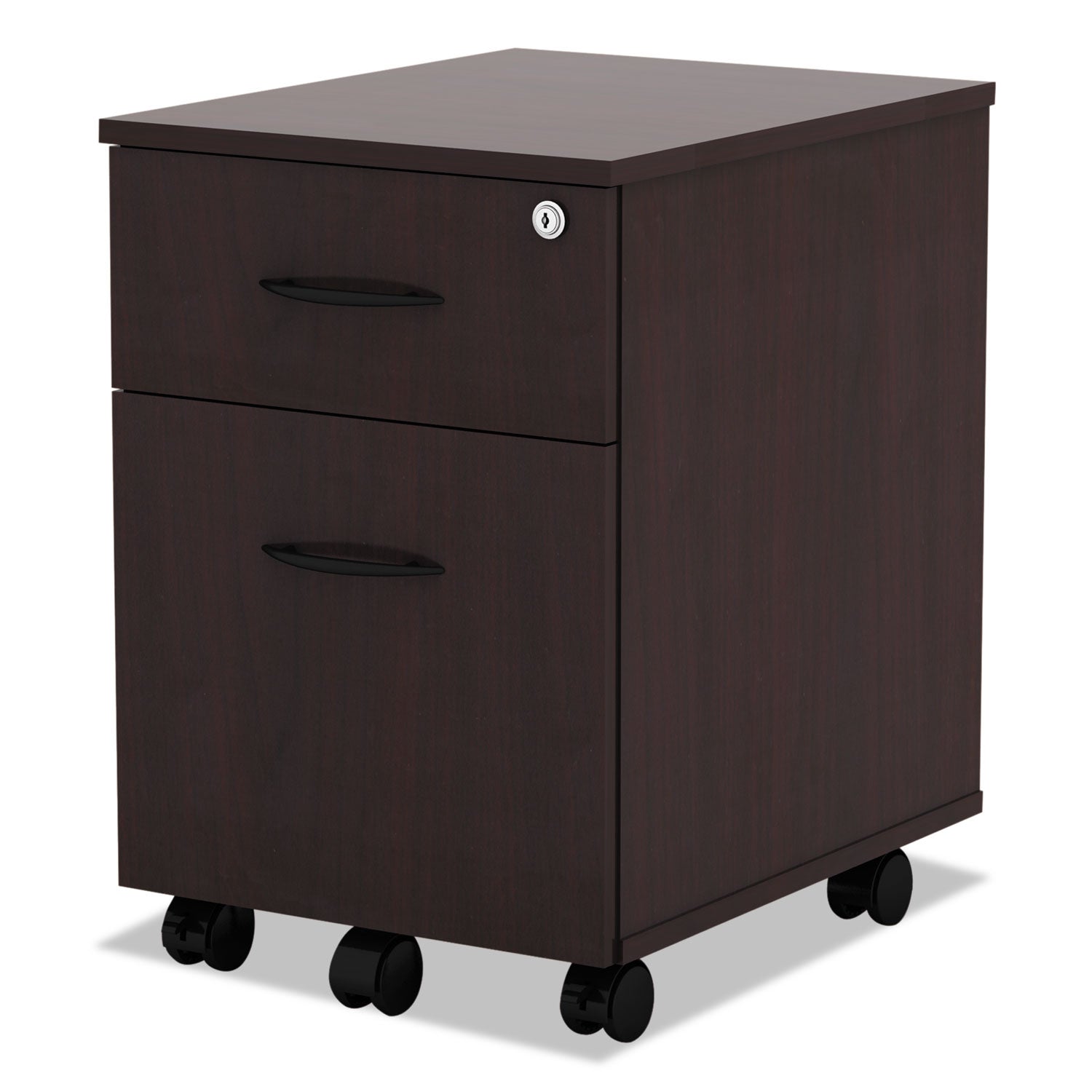 Alera® Alera Valencia Series Mobile Pedestal, Left or Right, 2-Drawers: Box/File, Legal/Letter, Mahogany, 15.88" x 19.13" x 22.88"