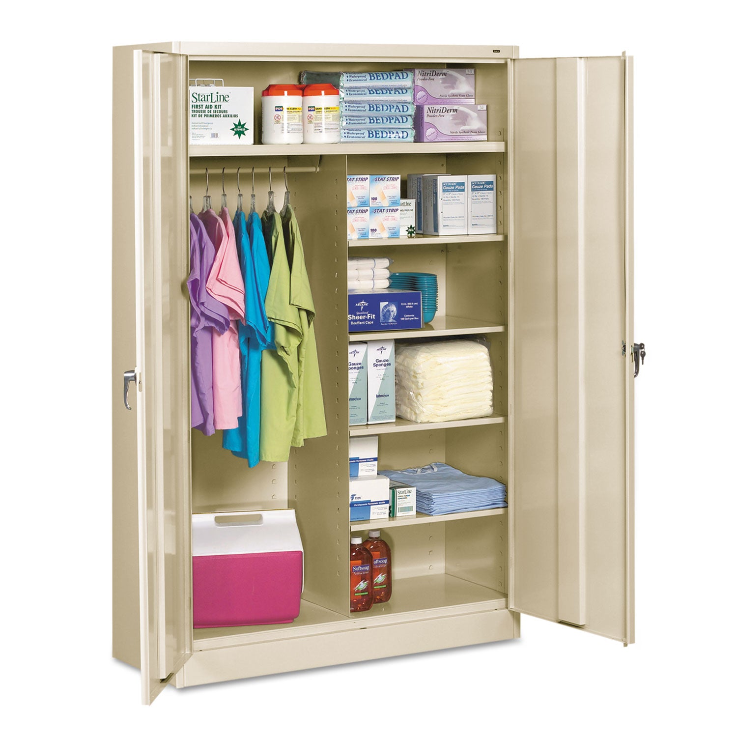 Jumbo Combination Steel Storage Cabinet, 48w x 24d x 78h, Putty