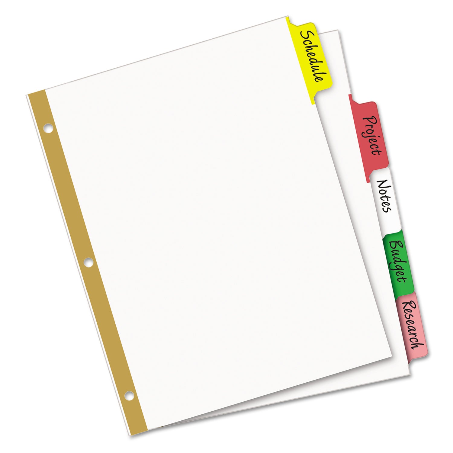 Avery® Write and Erase Big Tab Paper Dividers, 5-Tab, 11 x 8.5, White, Assorted Tabs, 1 Set