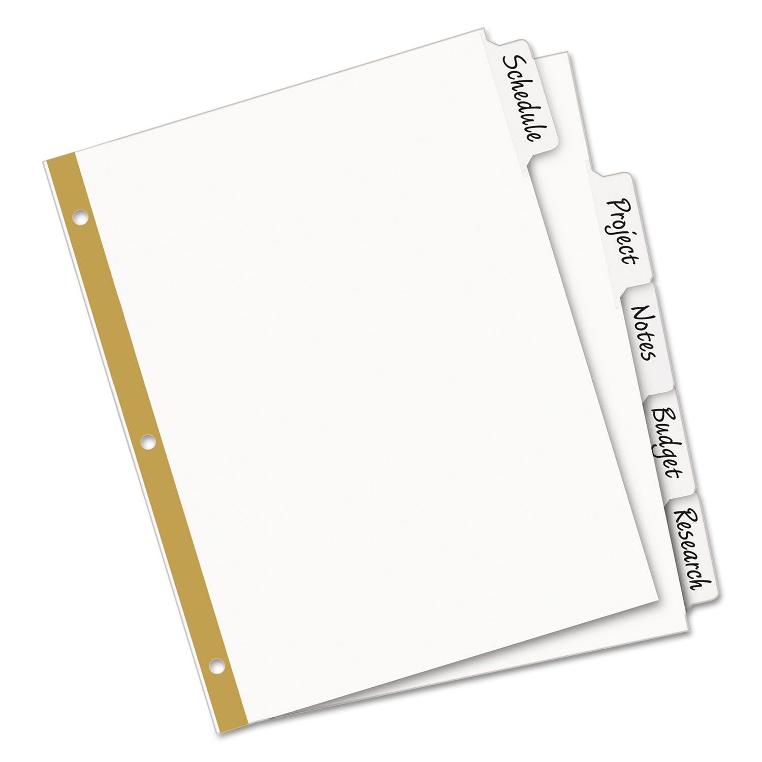 Avery® Write and Erase Big Tab Paper Dividers, 5-Tab, 11 x 8.5, White, White Tabs, 1 Set