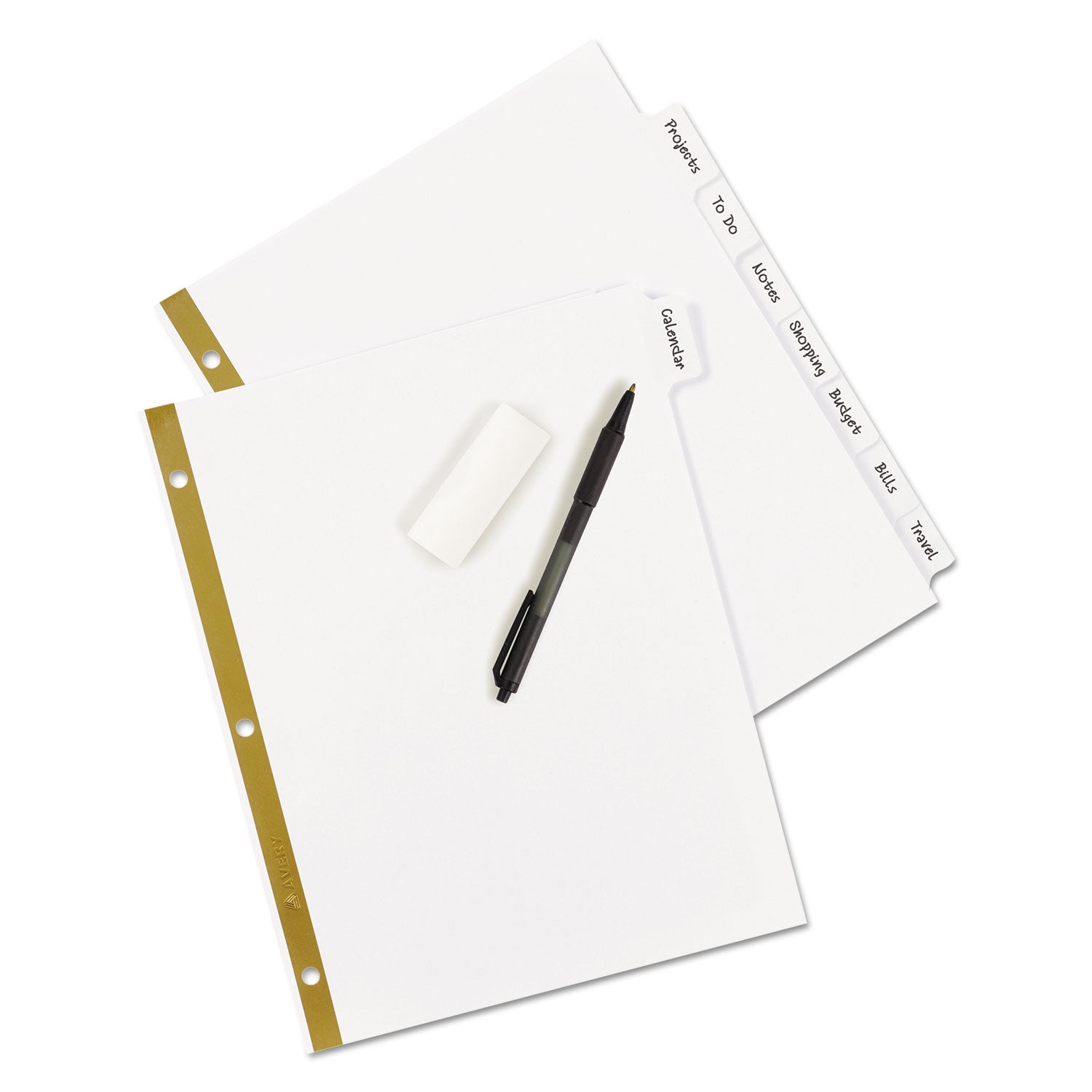 Avery® Write and Erase Big Tab Paper Dividers, 8-Tab, 11 x 8.5, White, White Tabs, 1 Set