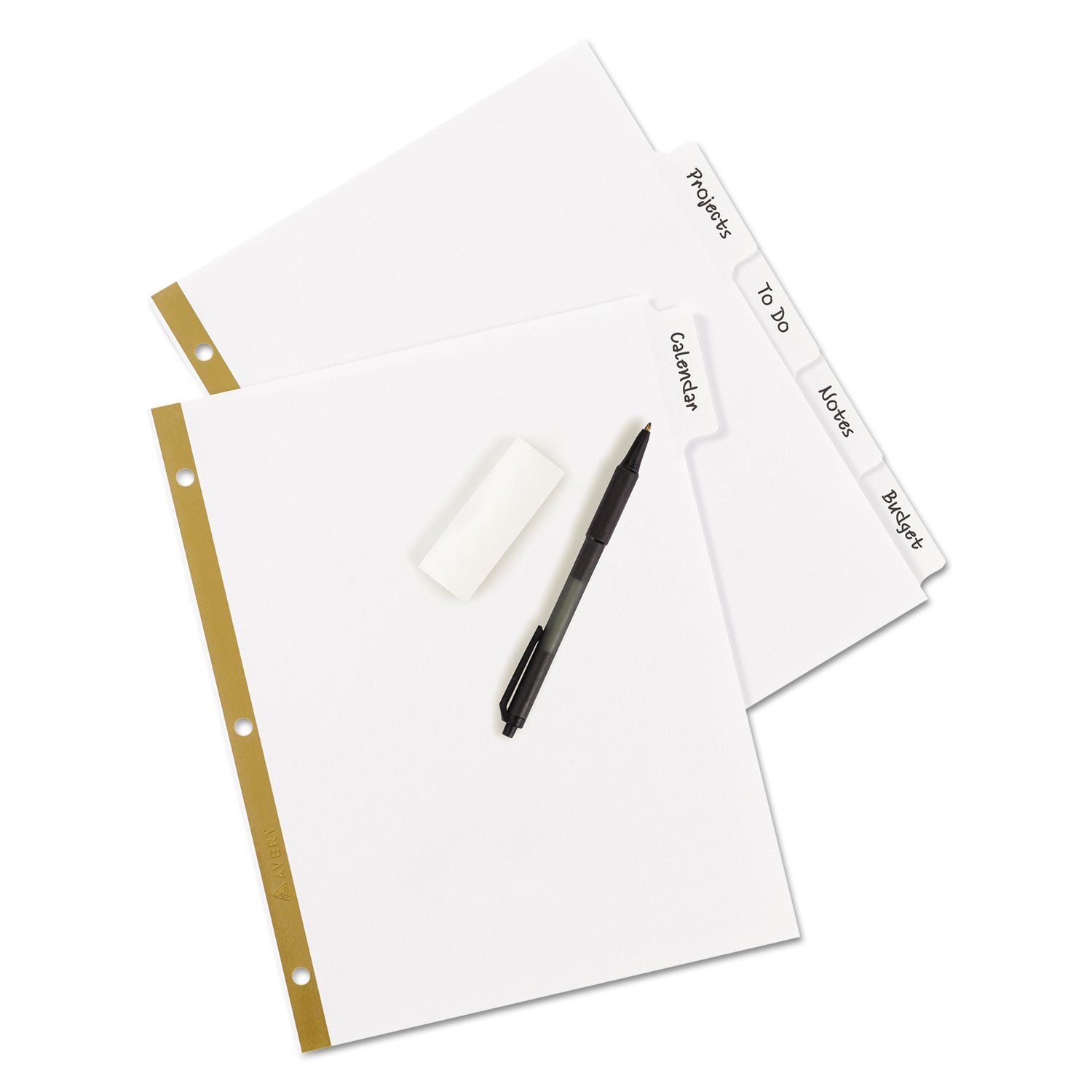 Avery® Write and Erase Big Tab Paper Dividers, 5-Tab, 11 x 8.5, White, White Tabs, 1 Set