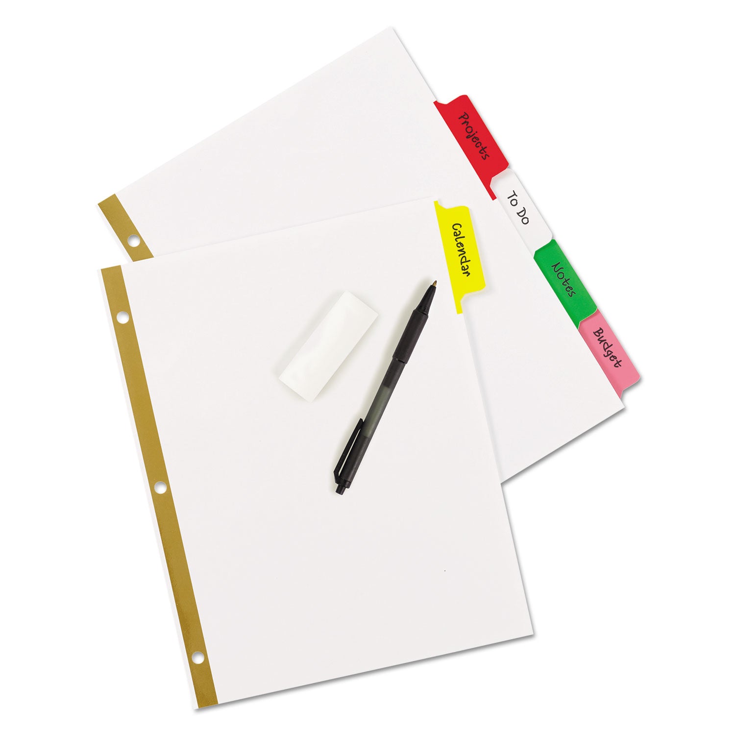 Avery® Write and Erase Big Tab Paper Dividers, 5-Tab, 11 x 8.5, White, Assorted Tabs, 1 Set