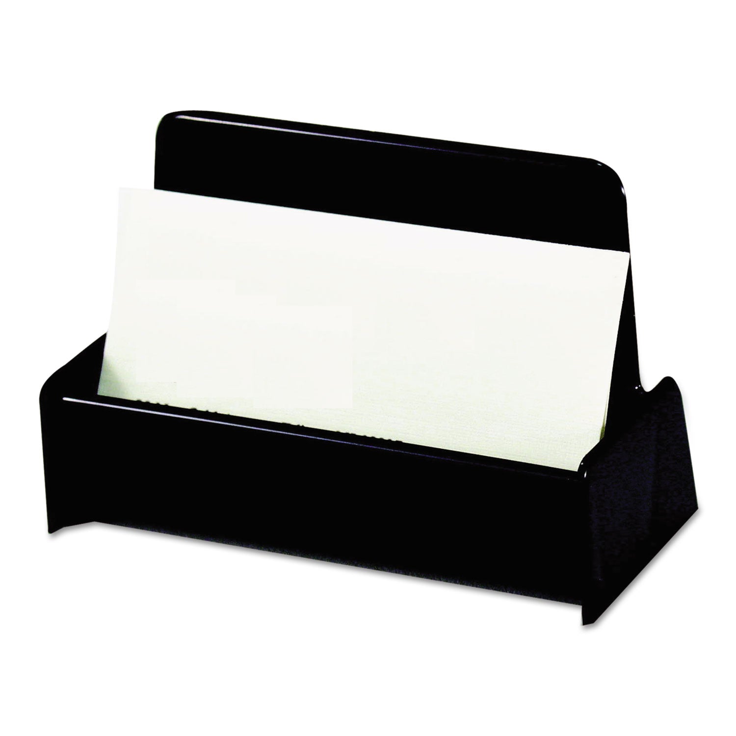 Business Card Holder, Holds 50 2 x 3.5 Cards, 3.75 x 1.81 x 1.38, Plastic, Black