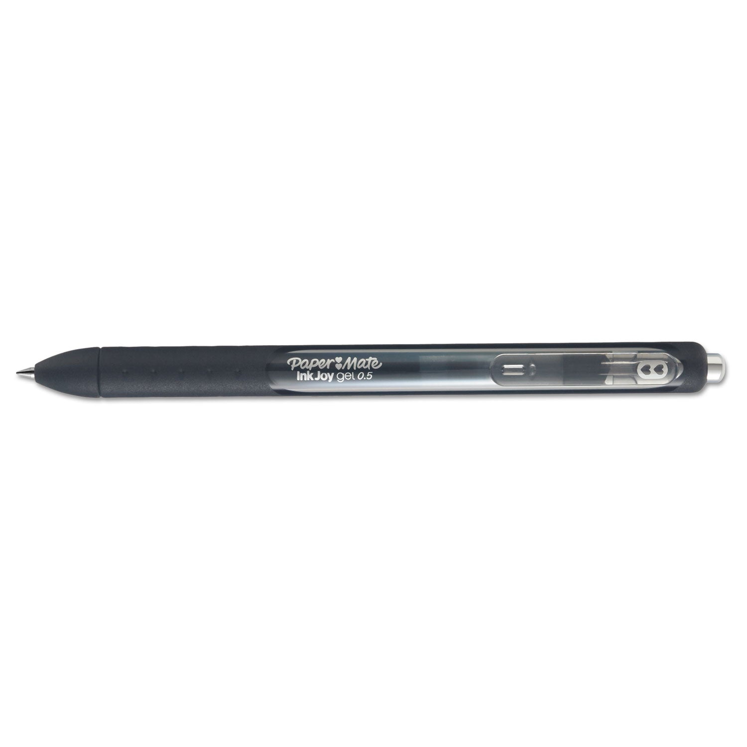 Paper Mate® InkJoy Gel Pen, Retractable, Fine 0.5 mm, Black Ink, Black Barrel, Dozen