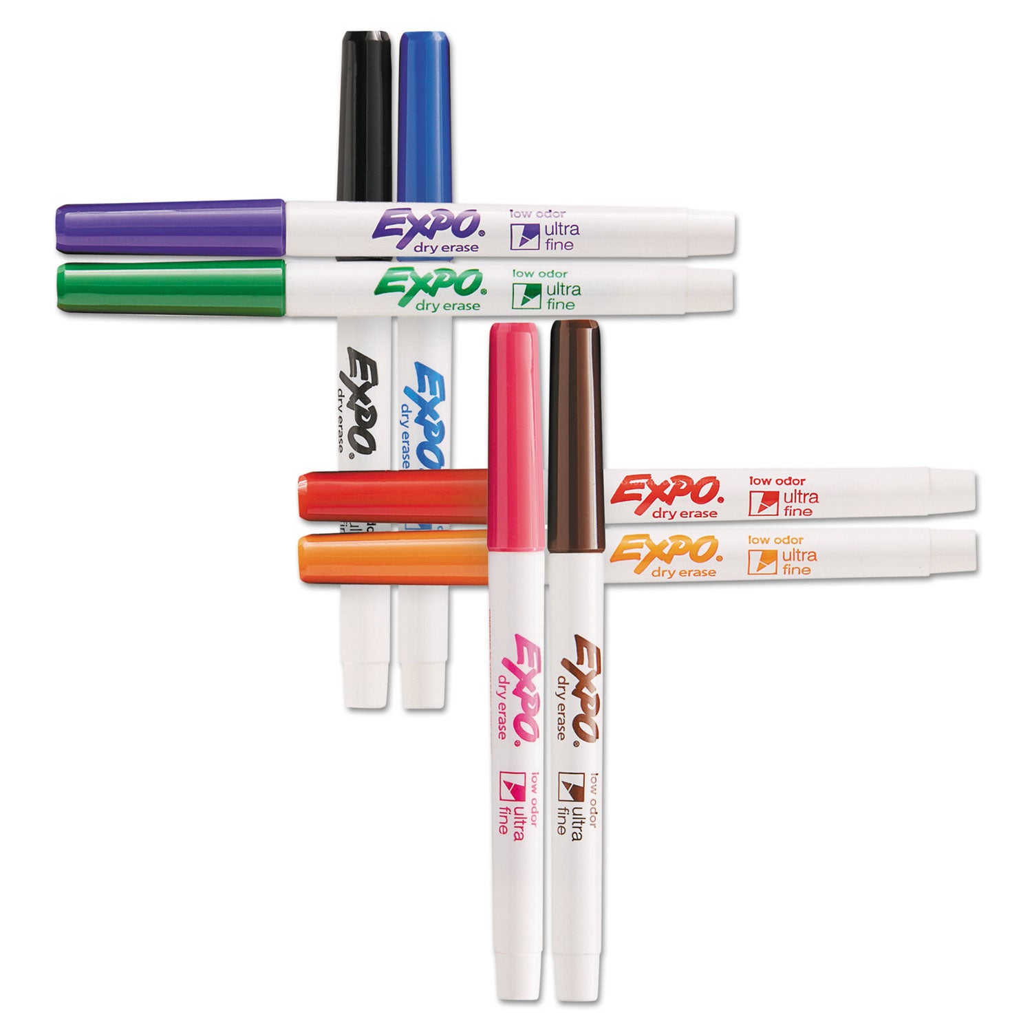 EXPO® Low-Odor Dry-Erase Marker, Extra-Fine Bullet Tip, Assorted Colors, 8/Set