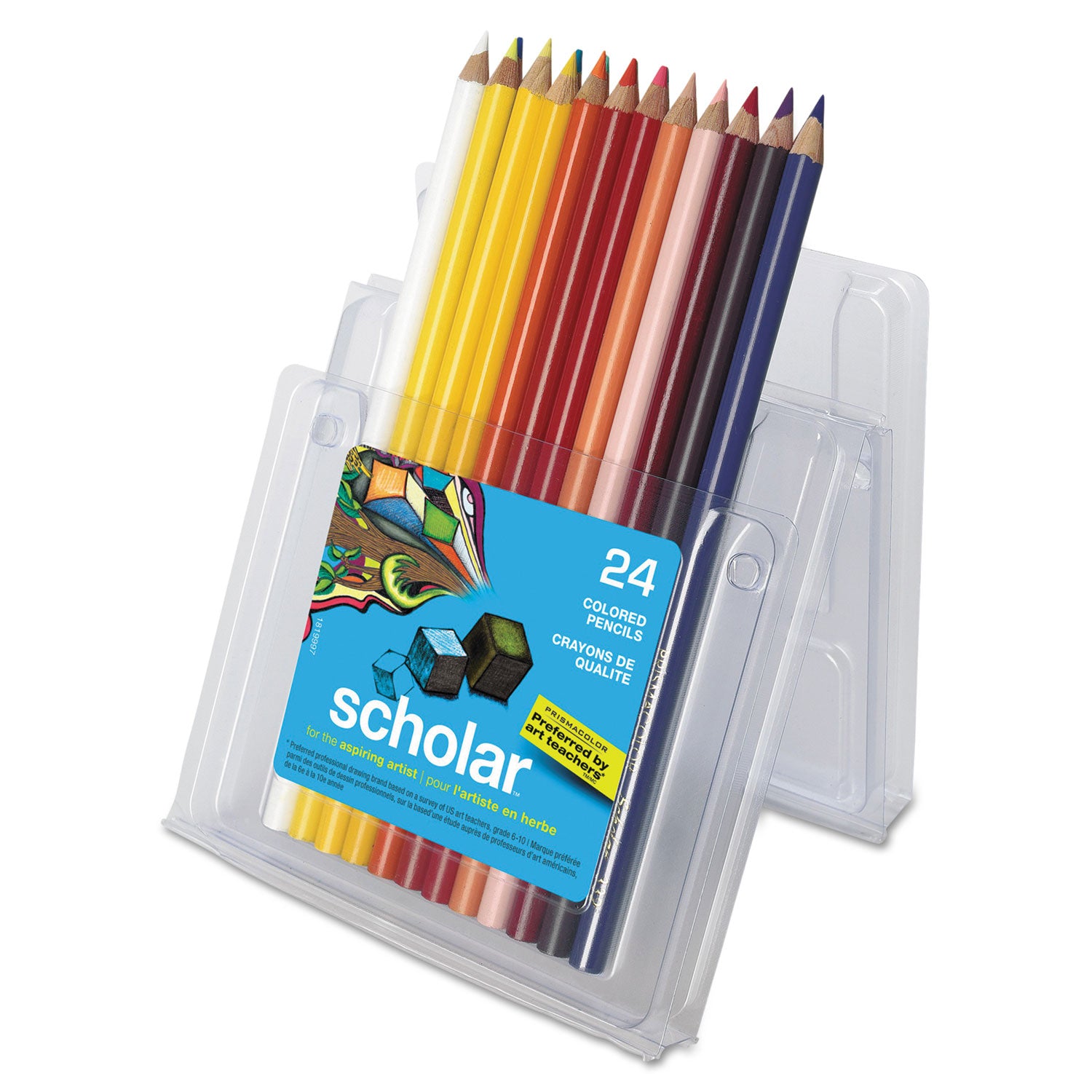 Scholar Colored Pencil Set, 3 mm, 2B, Assorted Lead and Barrel Colors, 24/Pack