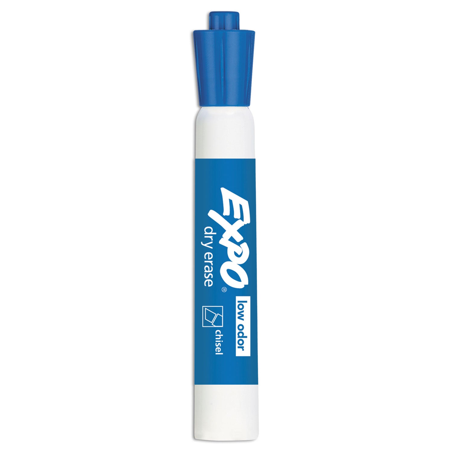 EXPO® Low-Odor Dry-Erase Marker, Broad Chisel Tip, Blue, Dozen