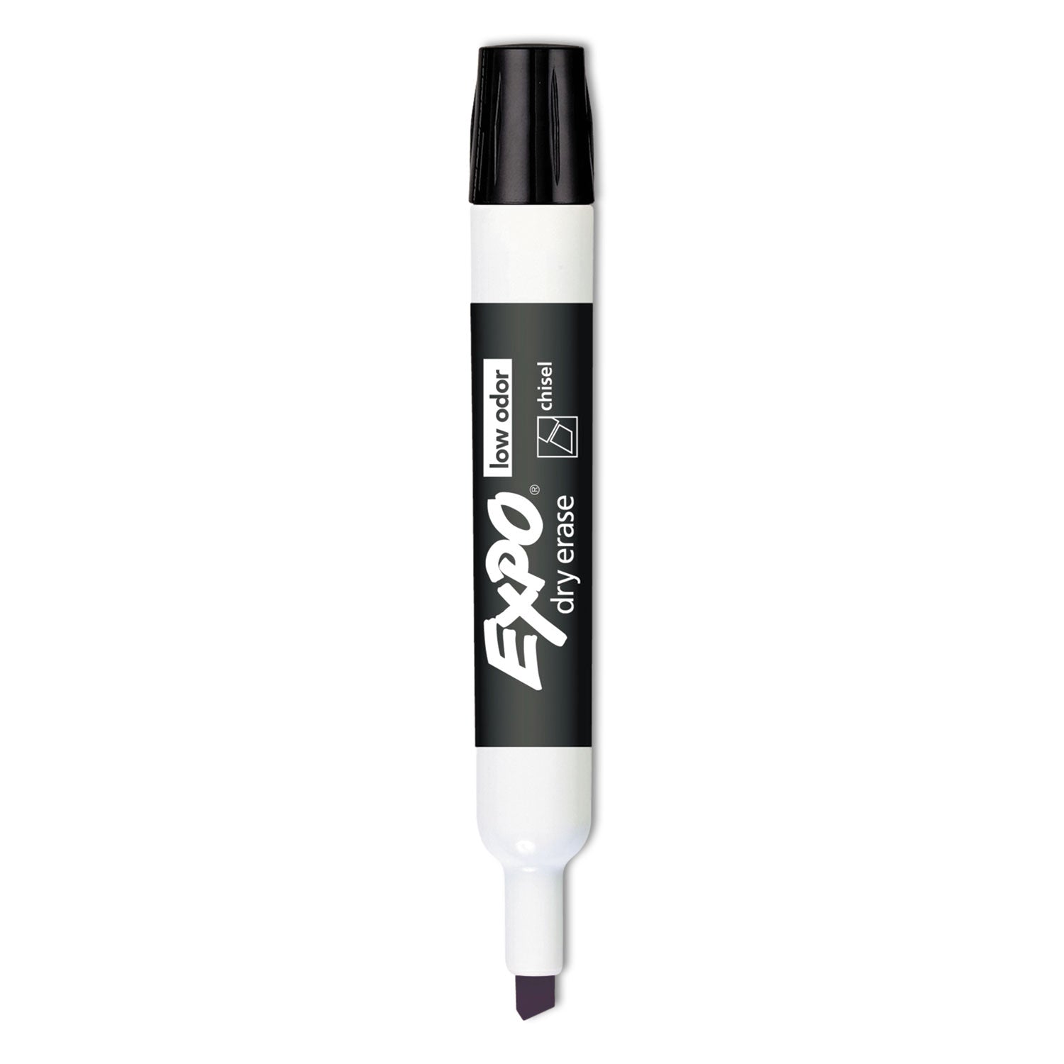 EXPO® Low-Odor Dry-Erase Marker, Broad Chisel Tip, Black, Dozen